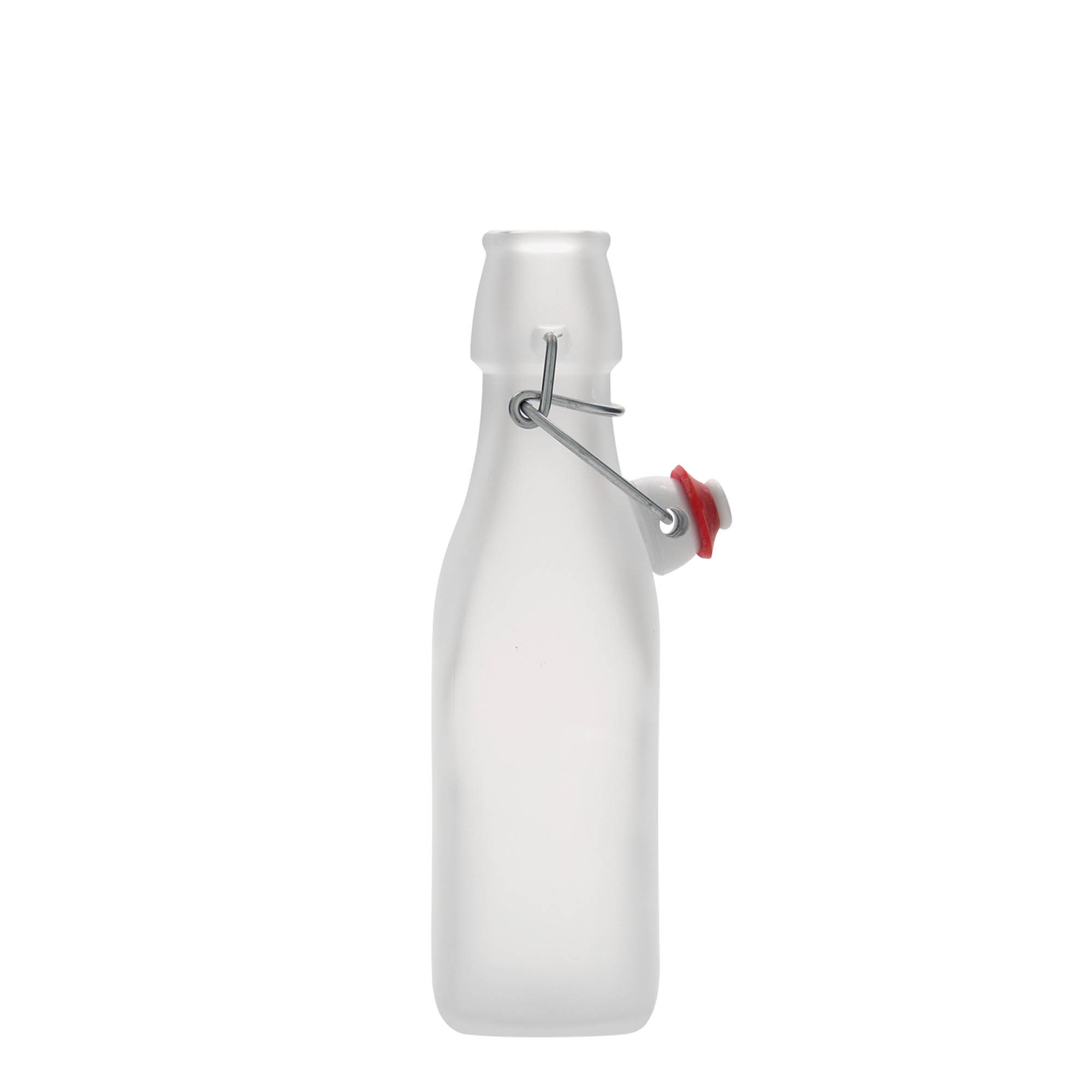 Sticlă din sticlă de 250 ml „Swing”, pătrată, albă, închidere: Dop tip Swing top