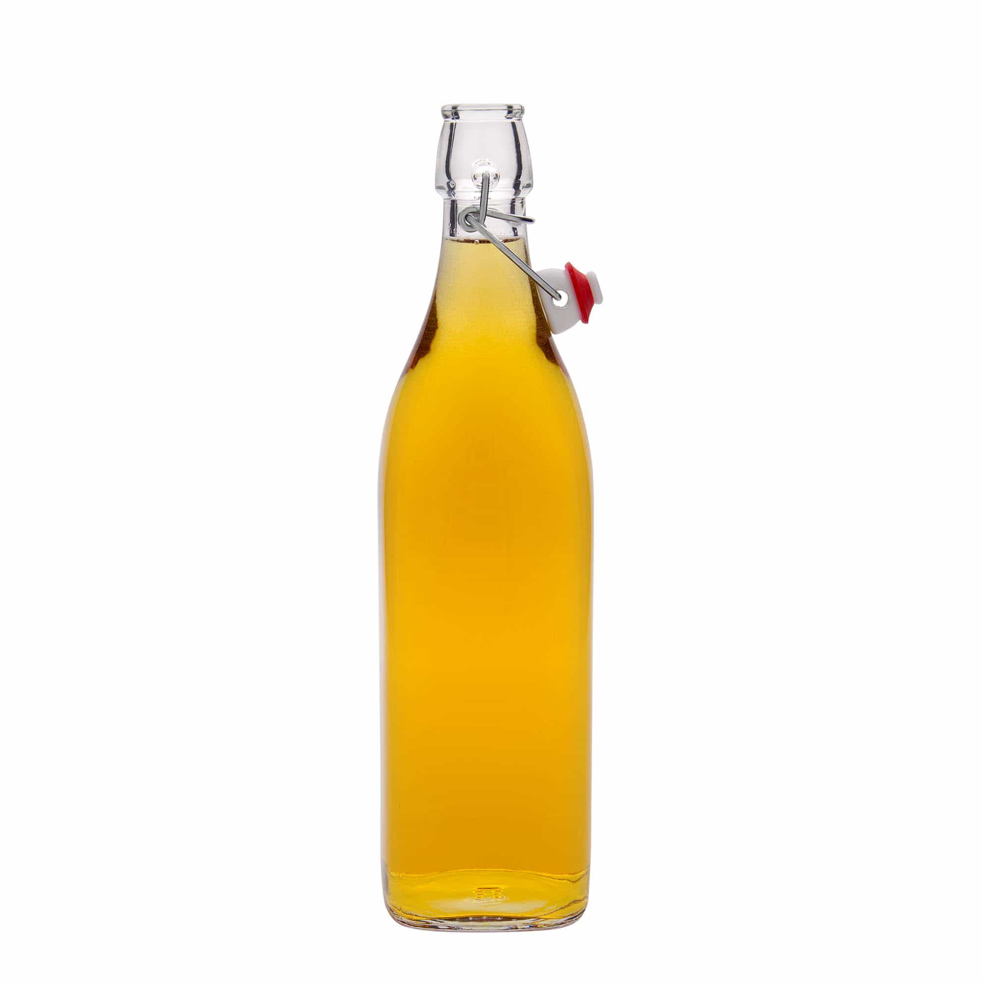 Sticlă din sticlă de 1.000 ml „Swing”, pătrată, închidere: Dop tip Swing top