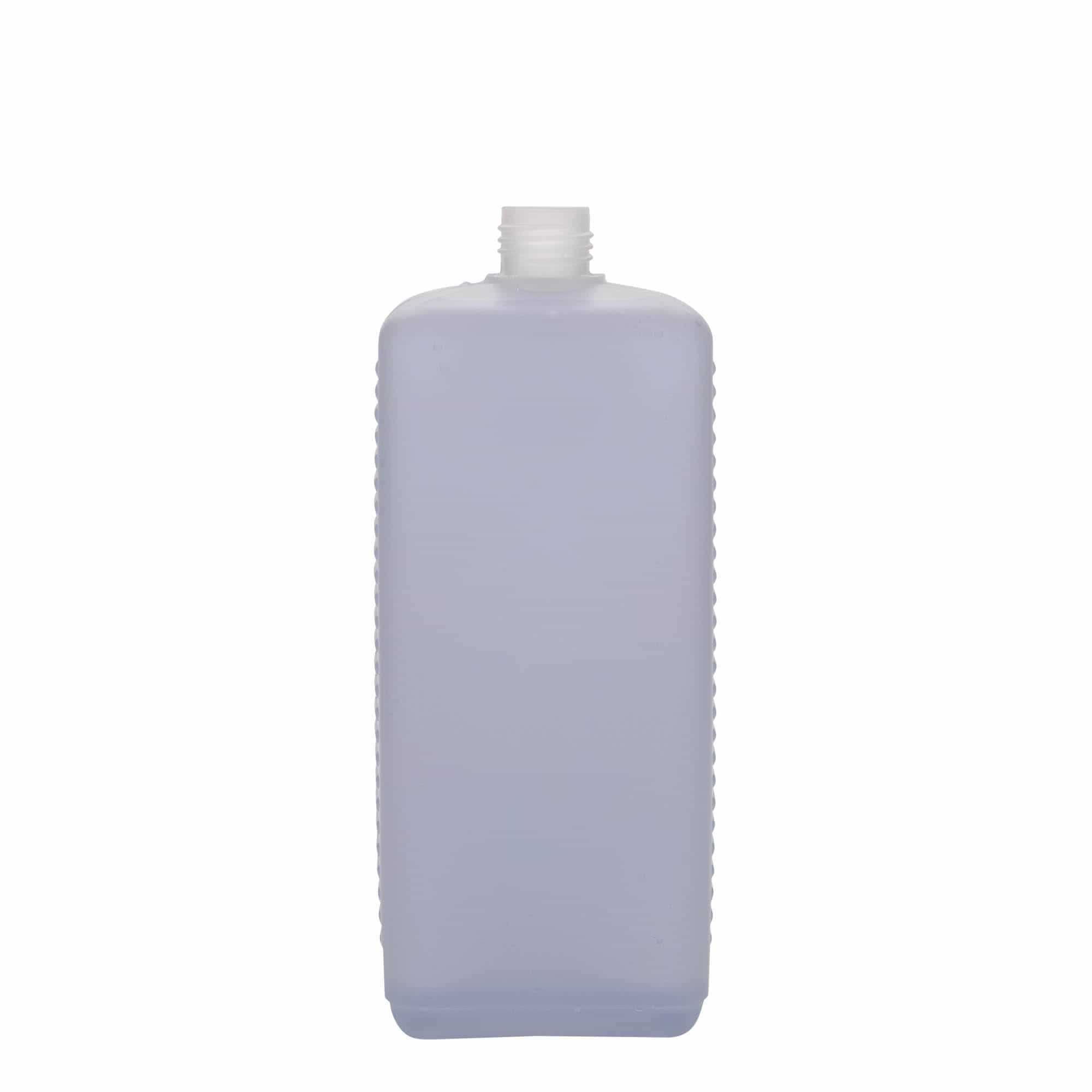 Bidon de 1.000 ml, dreptunghiulară, material plastic HDPE, natur, închidere: DIN 25 EPE