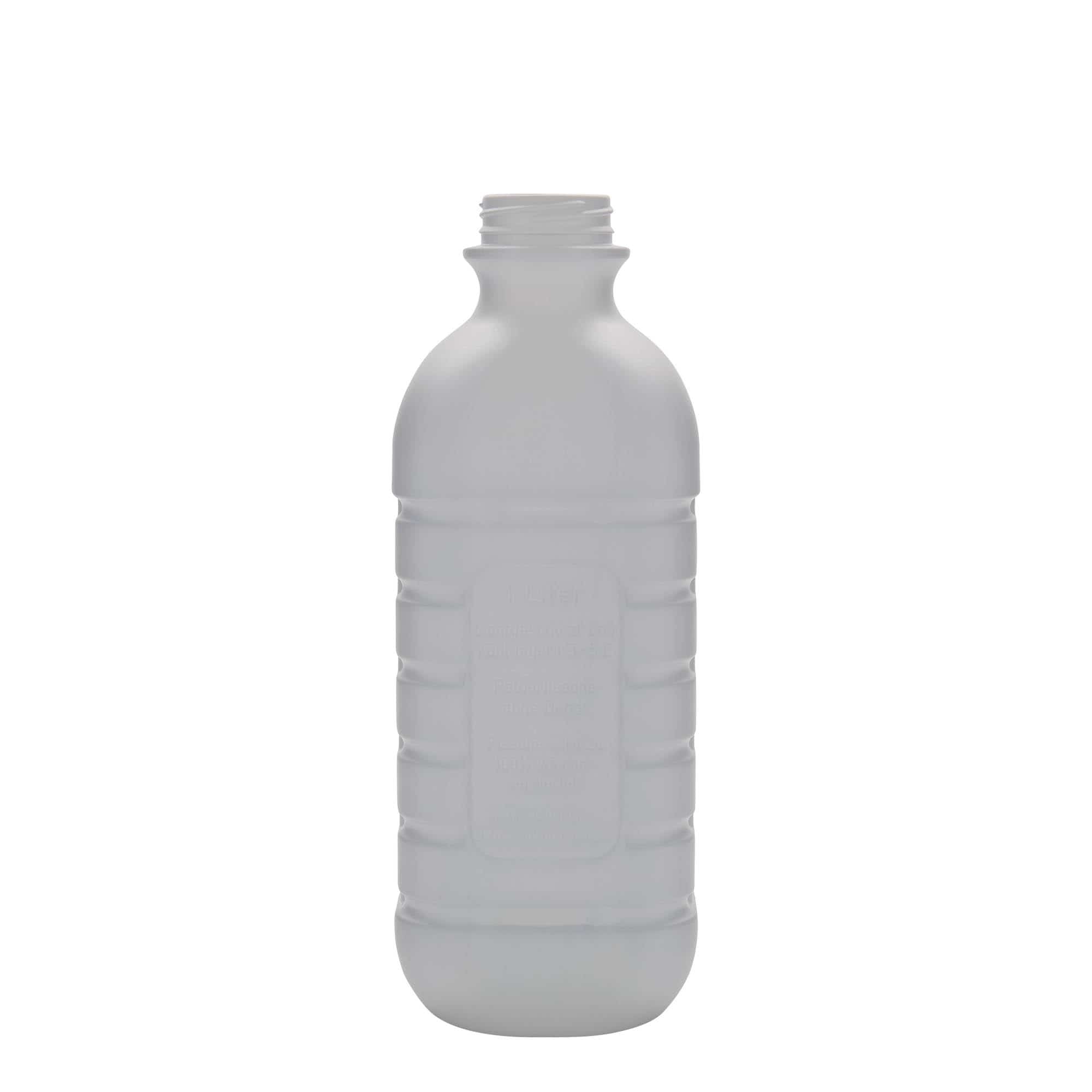 Sticlă de lapte de 1000 ml, dreptunghiulară, material plastic HDPE, albă, închidere: PEHD40