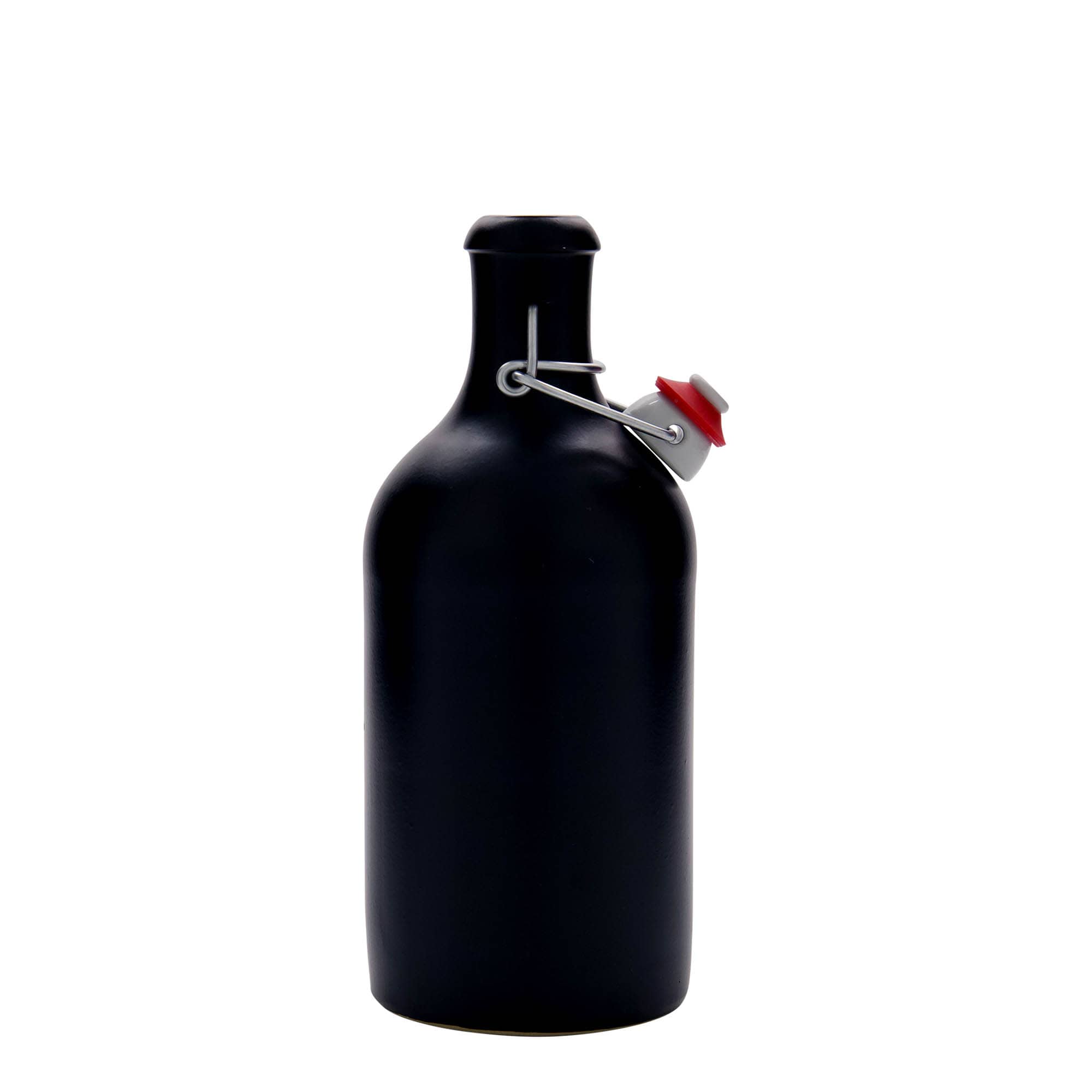 Ulcior de lut de 500 ml, ceramică, negru, închidere: Dop de plută