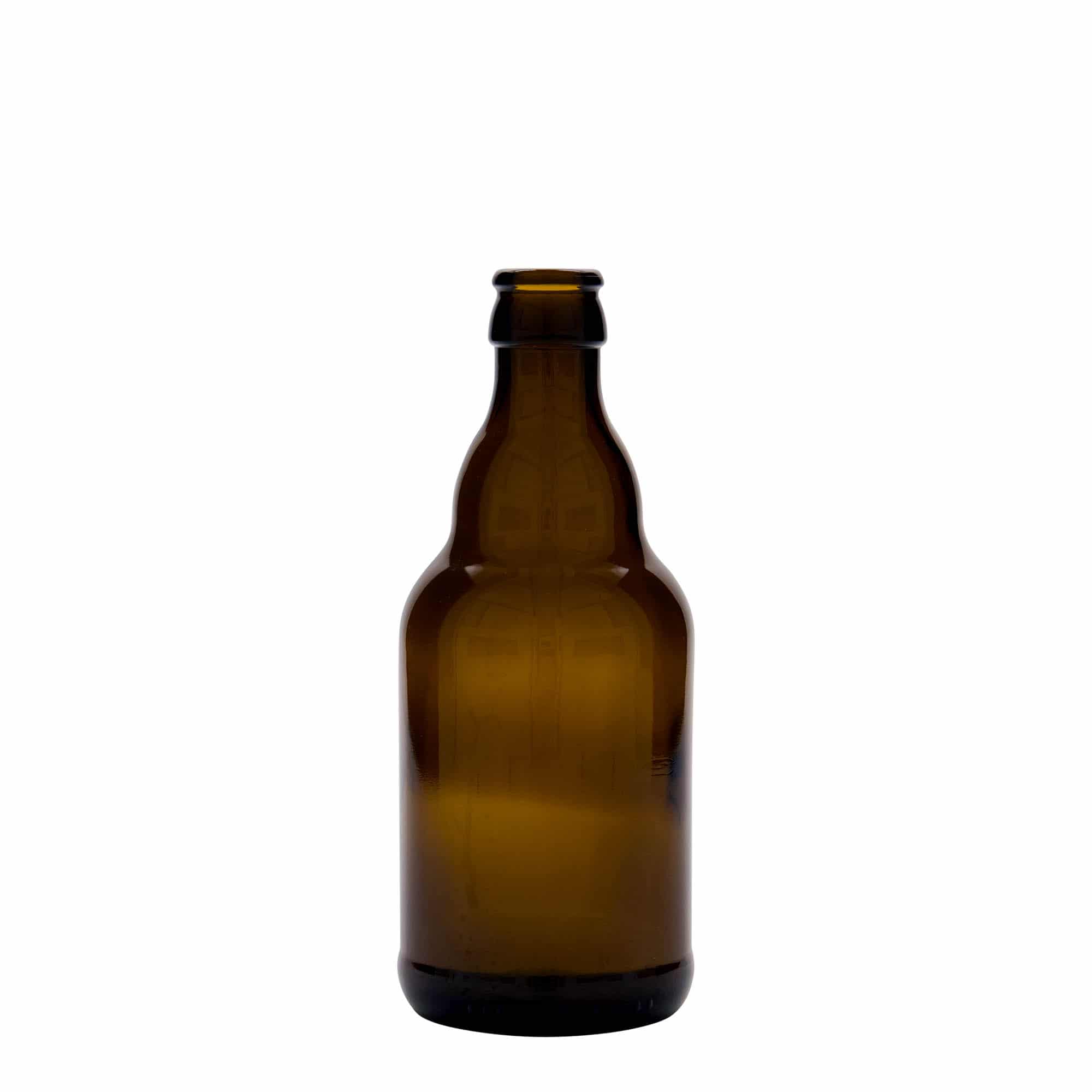 Sticlă de bere de 330 ml „Steinie”, sticlă, maro, închidere: Capace metalice