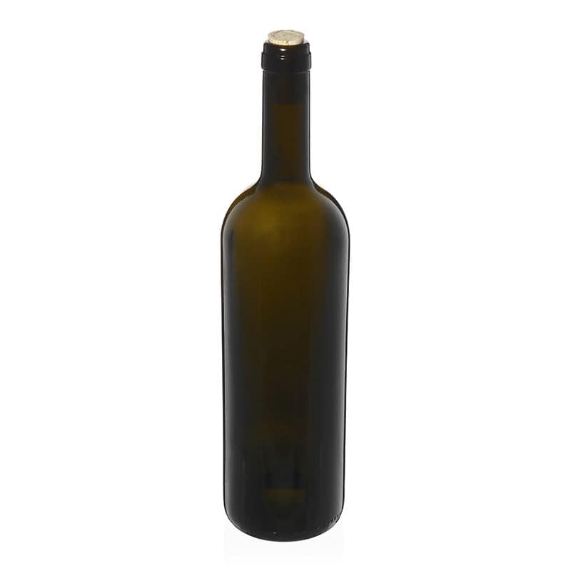 Sticlă de vin de 750 ml „Golia”, verde antic, închidere: Dop de plută