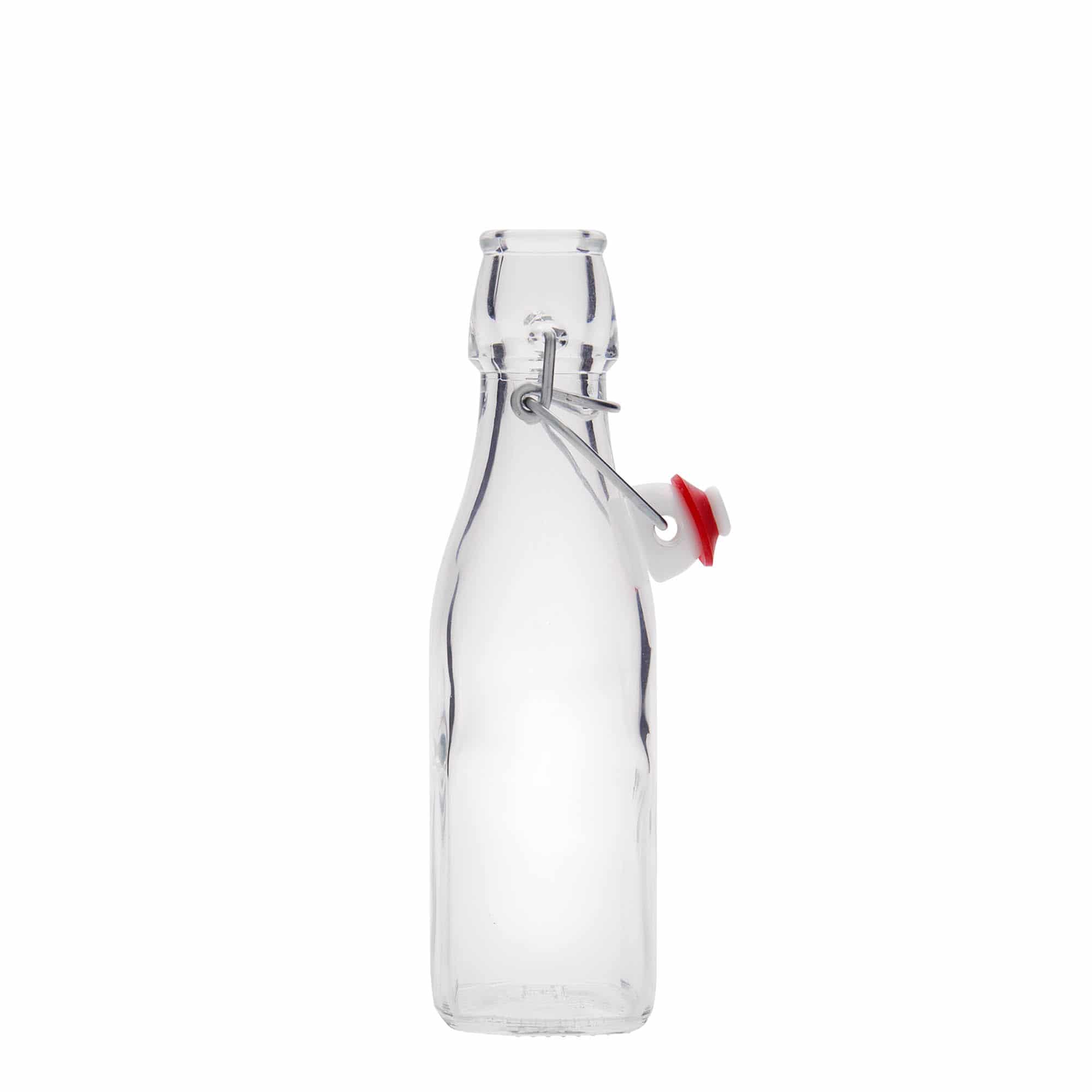 Sticlă din sticlă de 250 ml „Swing”, pătrată, închidere: Dop tip Swing top