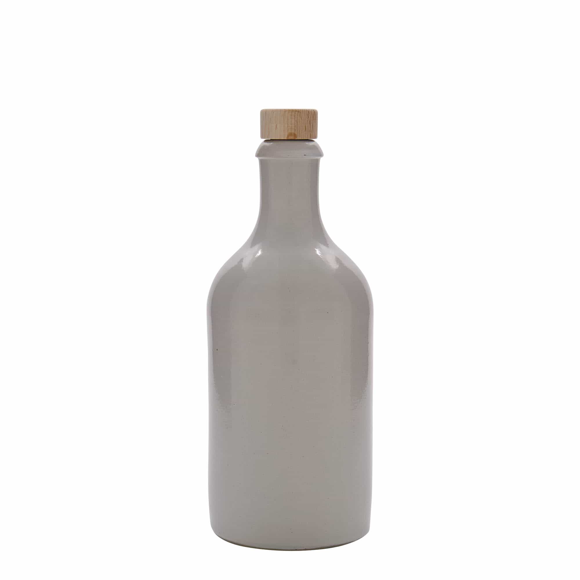 Ulcior de lut de 500 ml, ceramică, alb, închidere: Dop de plută