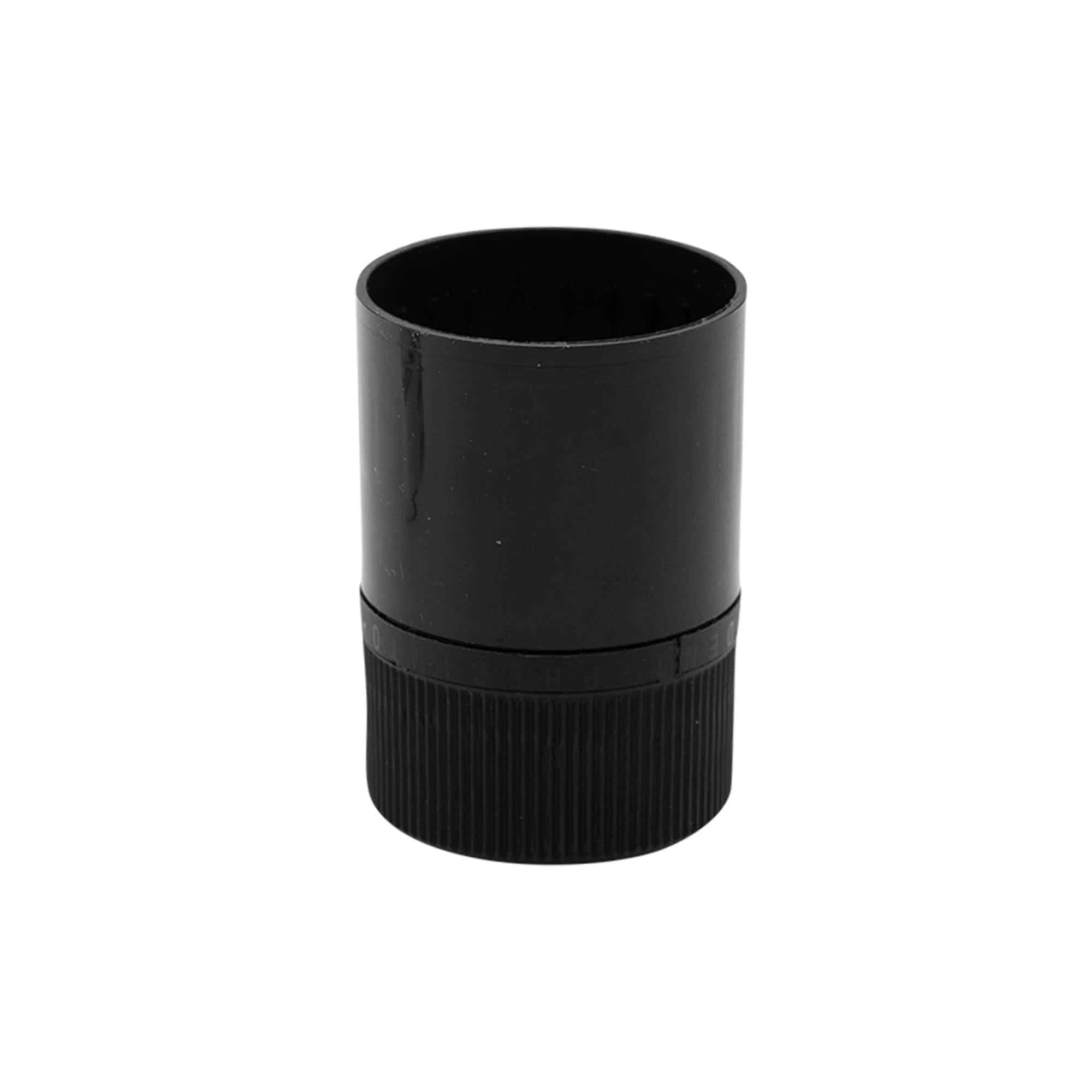 Capac securizat DOP cu dop de turnare, material plastic PE, negru