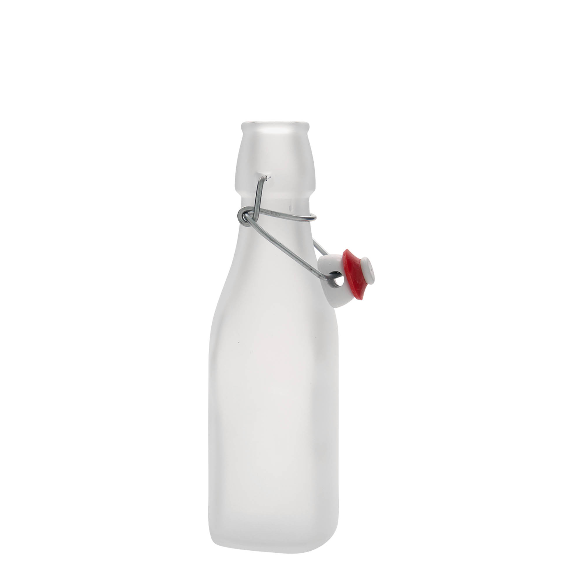 Sticlă din sticlă de 250 ml „Swing”, pătrată, albă, închidere: Dop tip Swing top