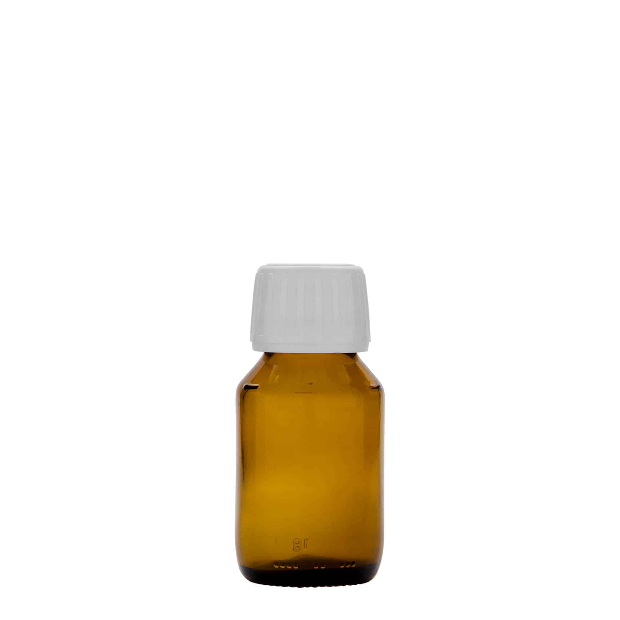 Sticlă medicinală de 50 ml, maro, sticlă, închidere: PP 28