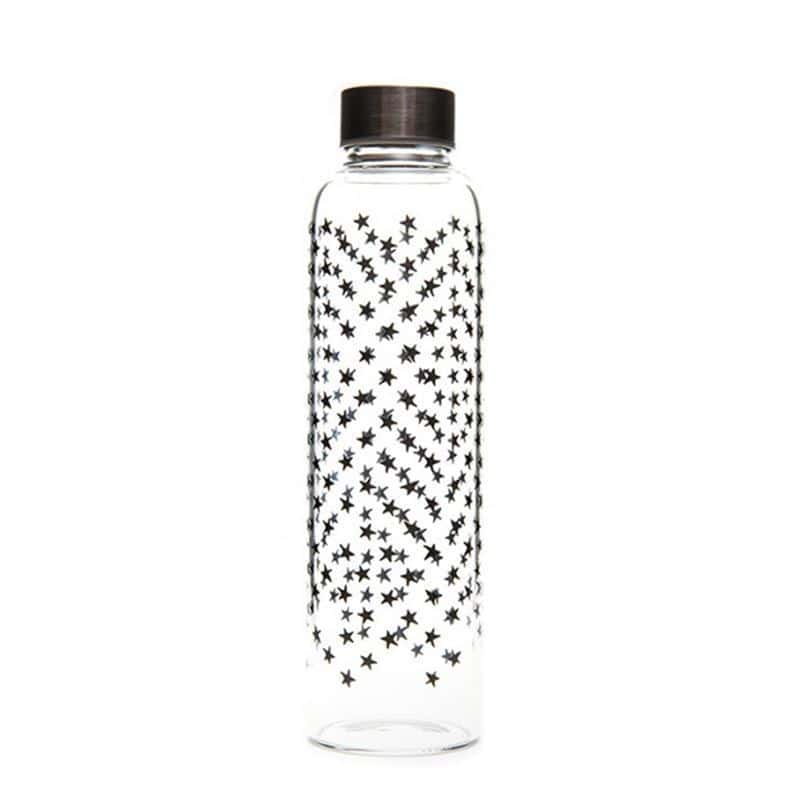 Sticlă de băut de 500 ml „Perseus”, motiv decorativ: Stele negre, închidere: Capac filetat