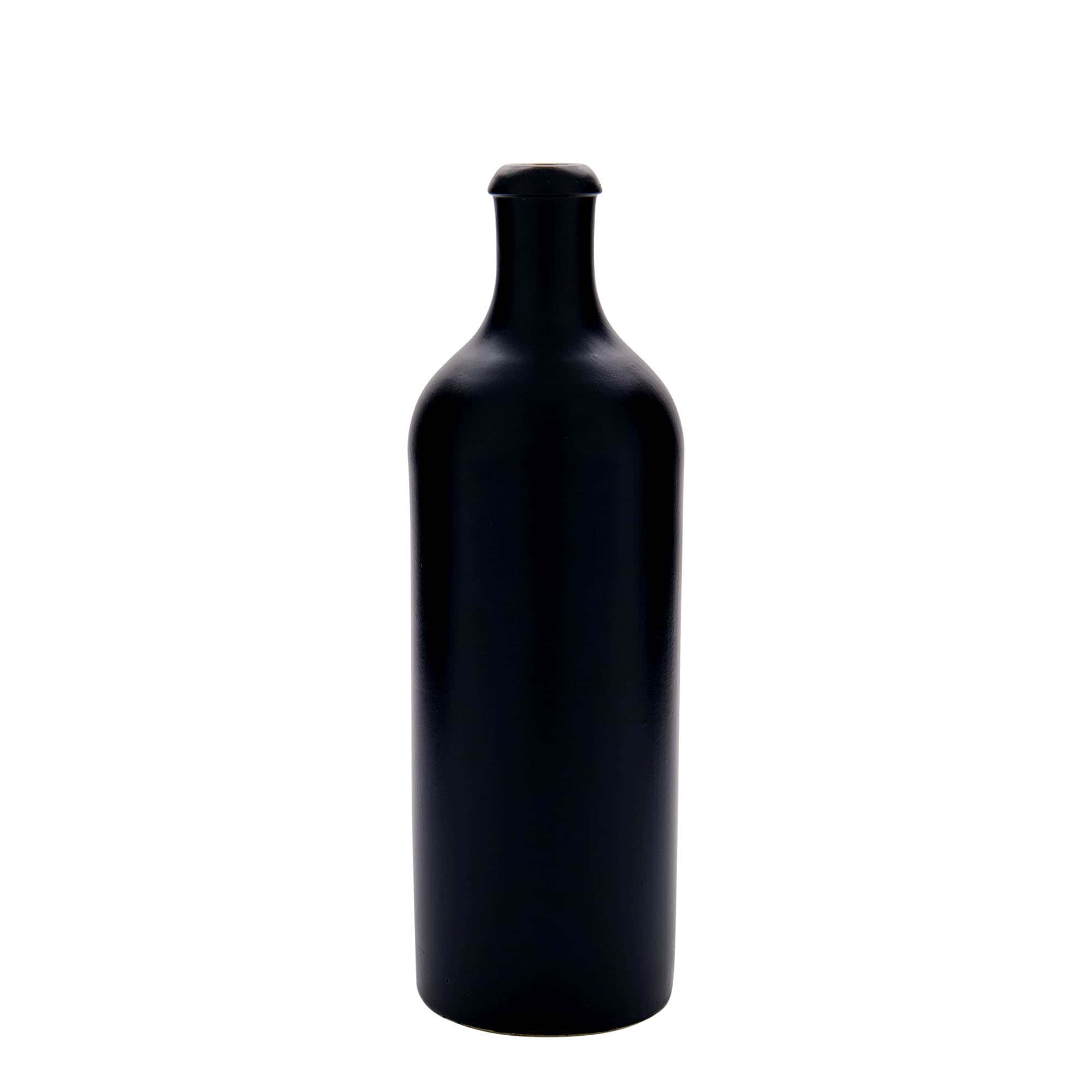 Ulcior de lut de 750 ml, ceramică, negru, închidere: Dop de plută