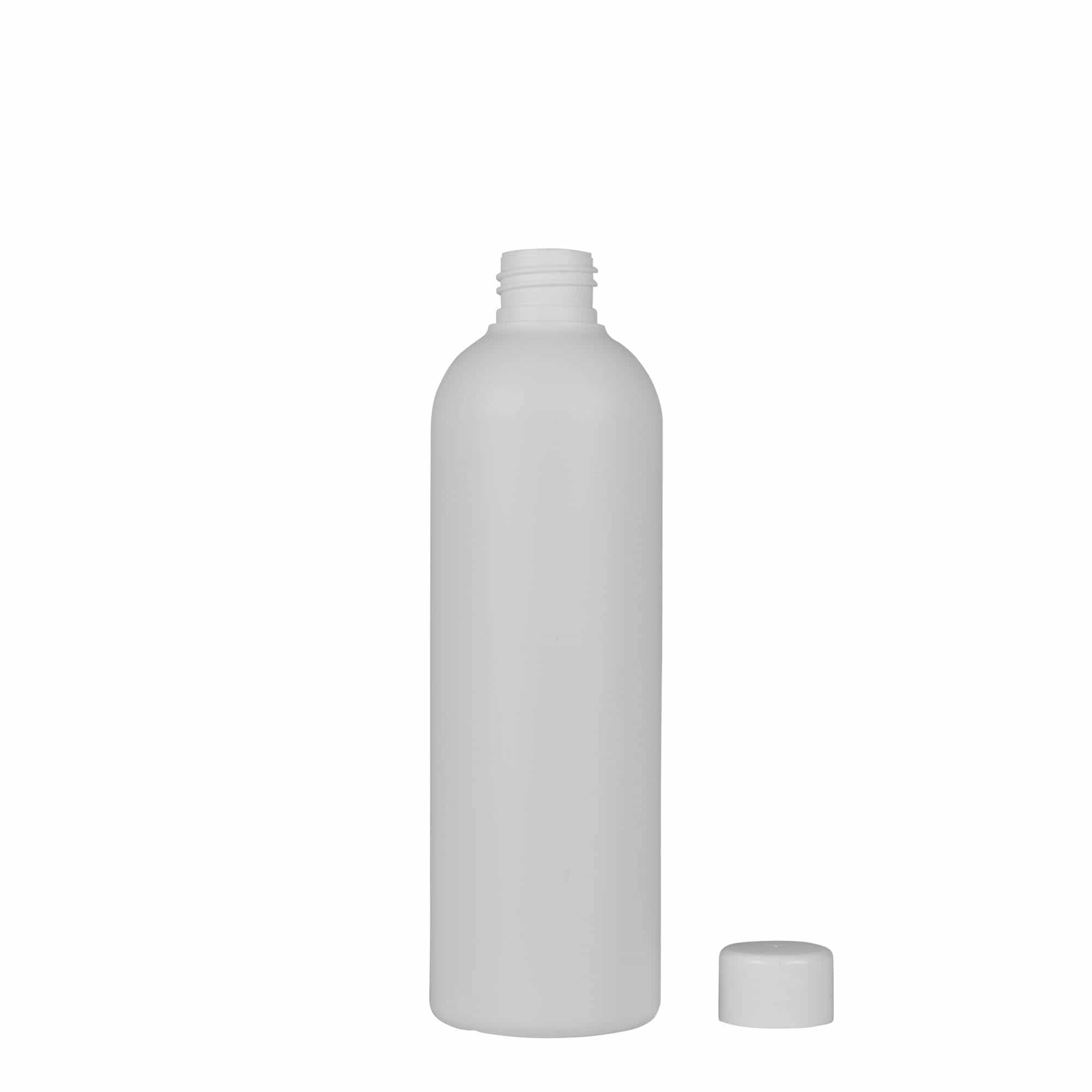 Sticlă din plastic de 300 ml „Tuffy”, HDPE, albă, închidere: GPI 24/410