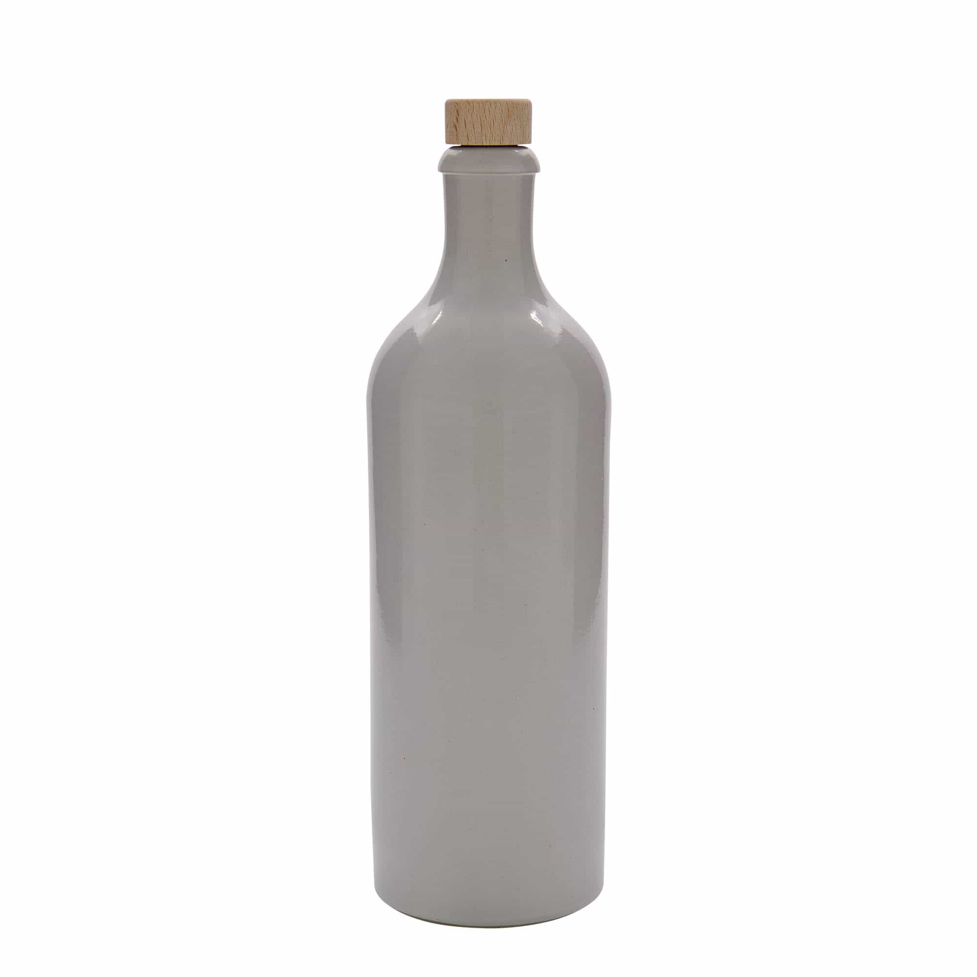 Ulcior de lut de 700 ml, ceramică, alb, închidere: Dop de plută