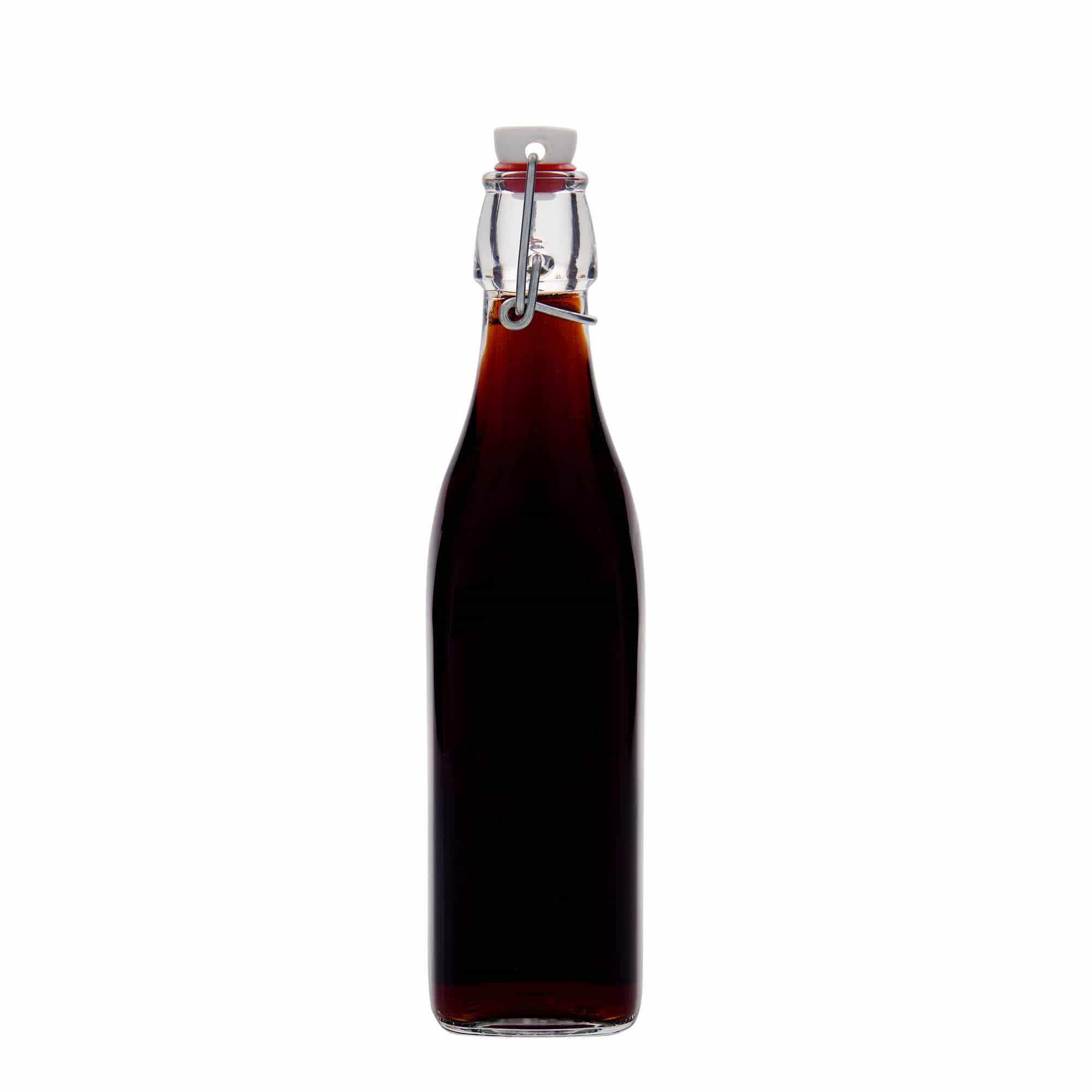 Sticlă din sticlă de 500 ml „Swing”, pătrată, închidere: Dop tip Swing top