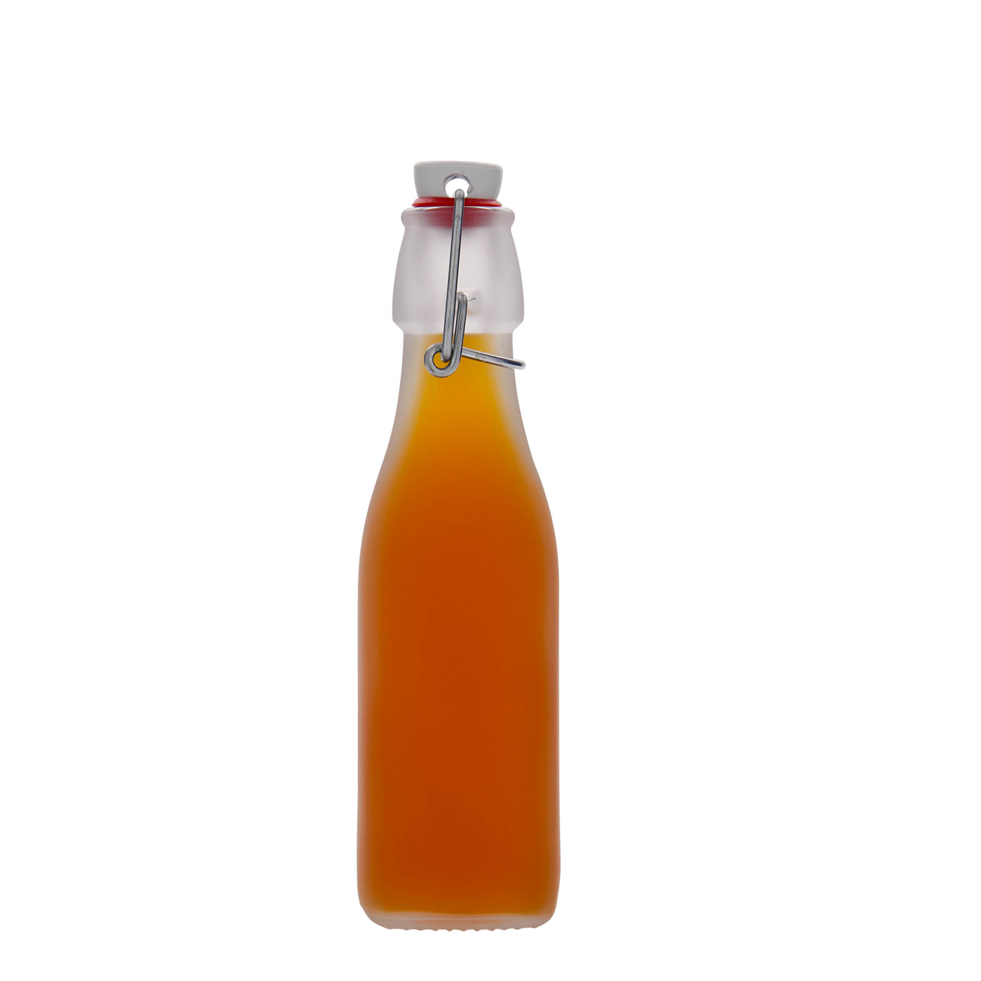 Sticlă din sticlă de 250 ml „Swing”, pătrată, albă, închidere: Dop tip Swing top