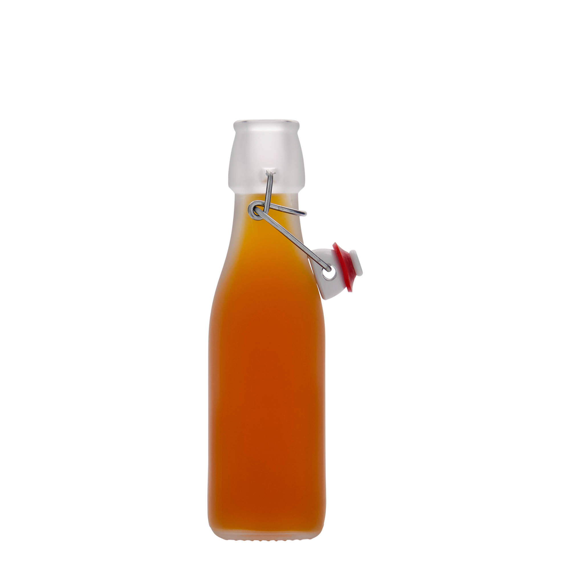 Sticlă din sticlă de 250 ml „Swing”, pătrată, albă, închidere: Dop tip Swing top