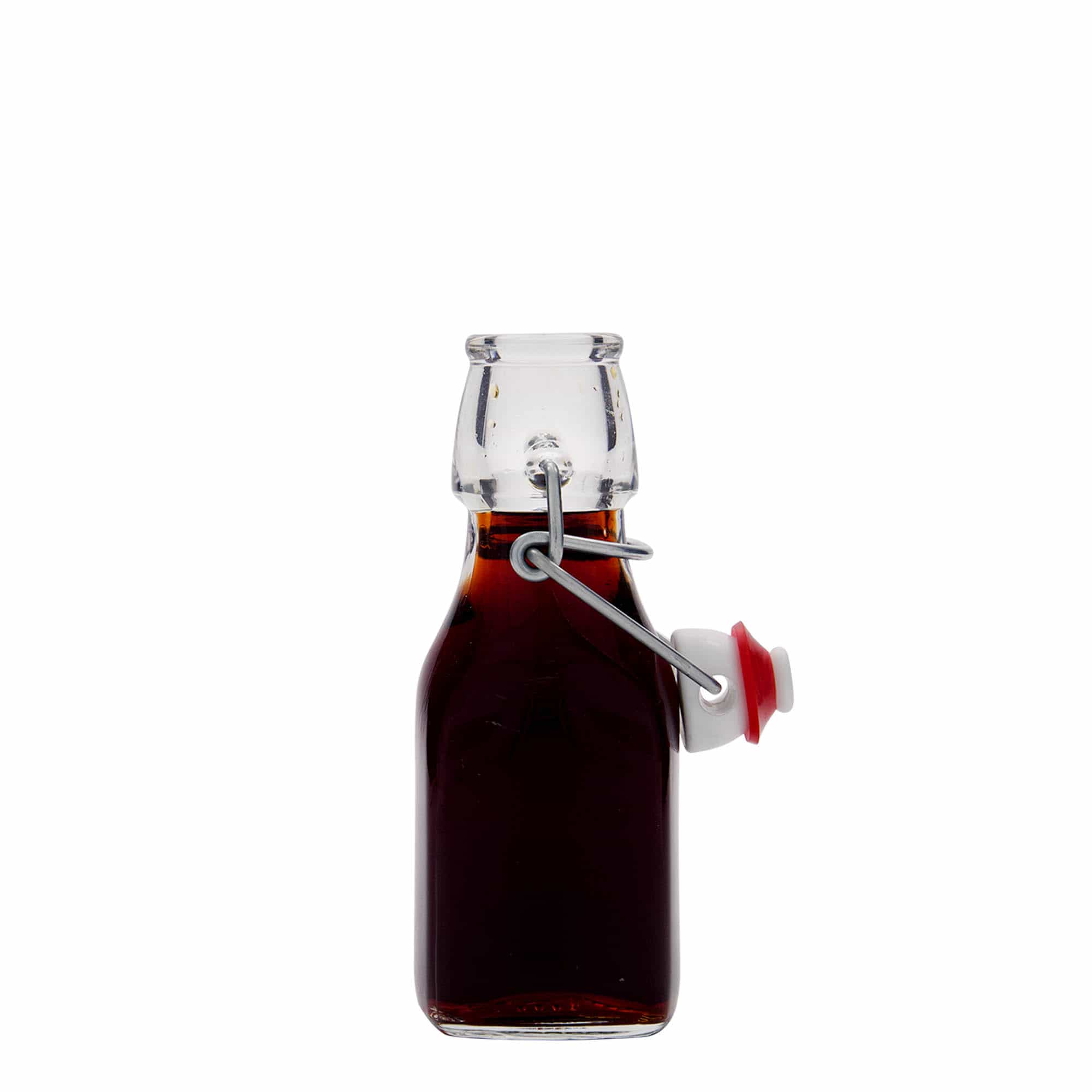 Sticlă din sticlă de 125 ml „Swing”, pătrată, închidere: Dop tip Swing top