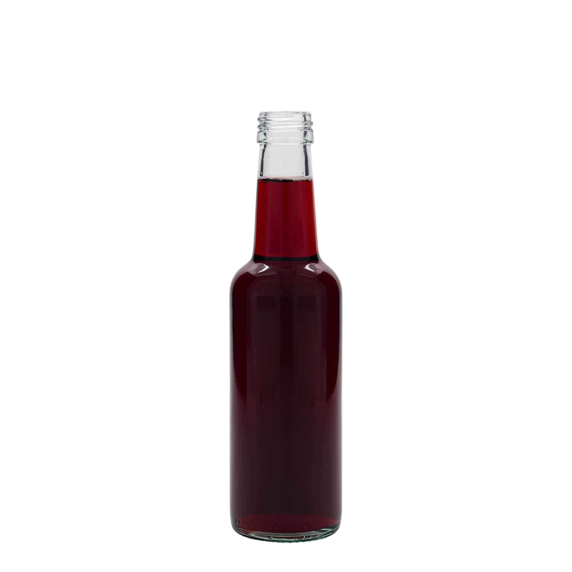 Sticlă din sticlă cu gât drept de 250 ml, închidere: PP 28