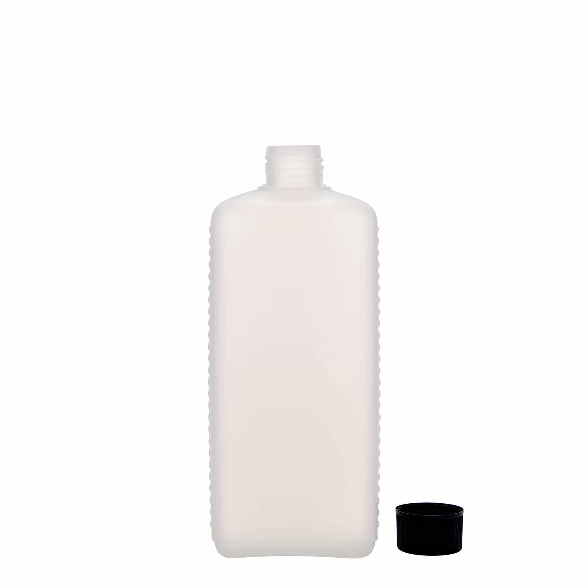 Bidon de 500 ml, dreptunghiulară, material plastic HDPE, natur, închidere: DIN 25 EPE