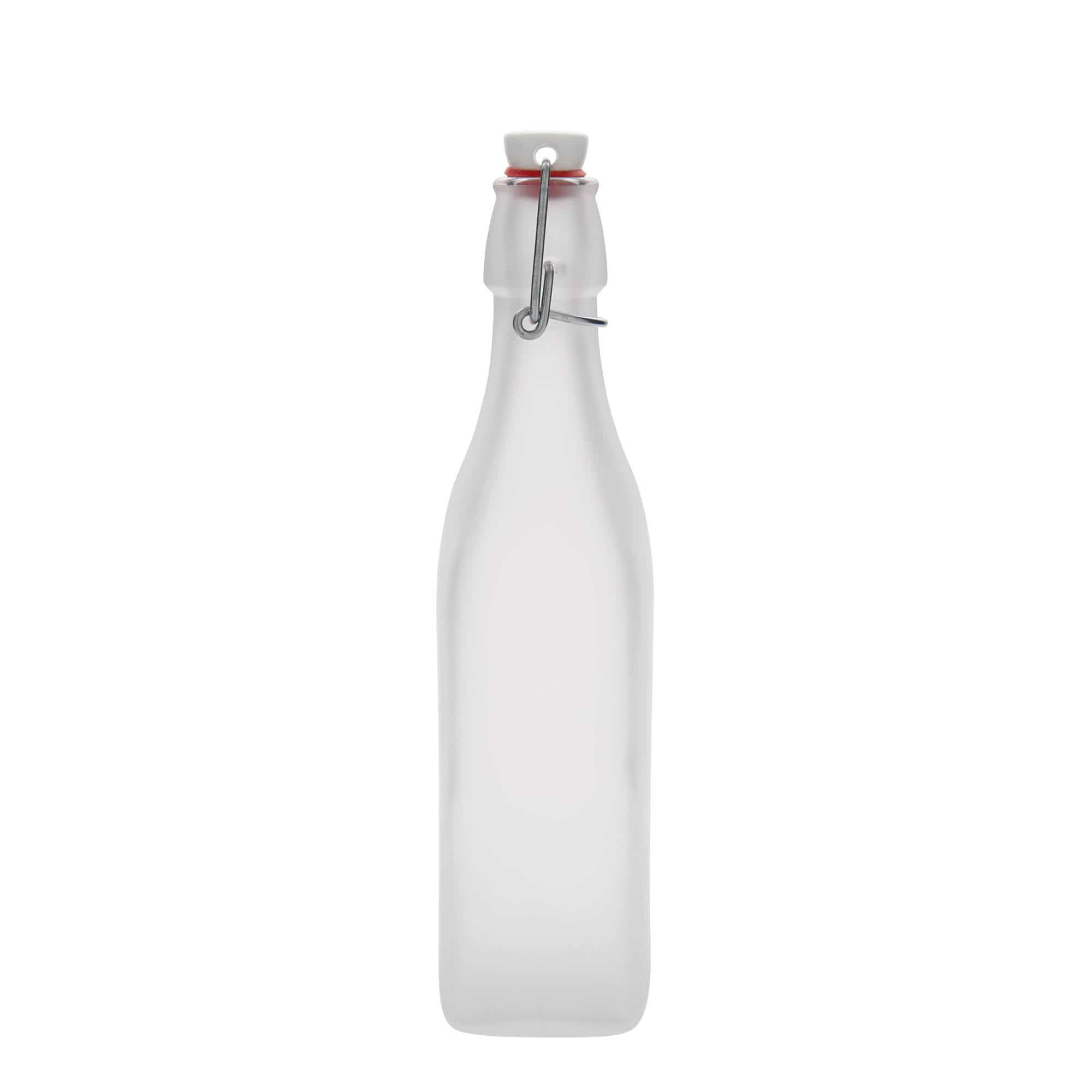 Sticlă din sticlă de 500 ml „Swing”, pătrată, albă, închidere: Dop tip Swing top