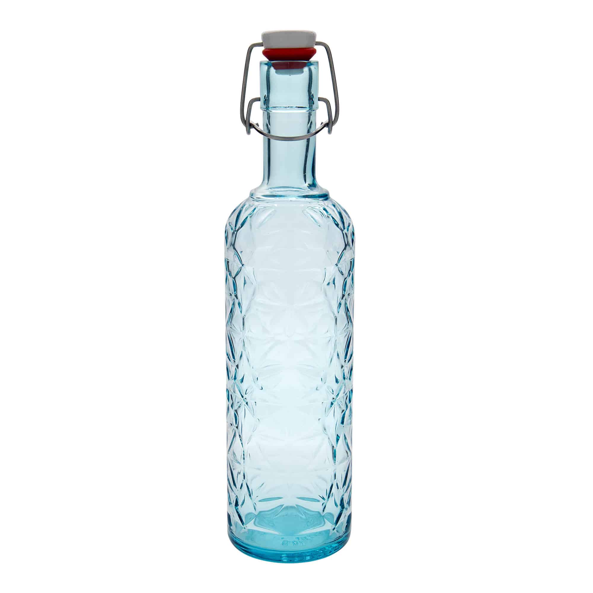 Sticlă din sticlă de 1.000 ml „Oriente”, albastru azur, închidere: Dop tip Swing top