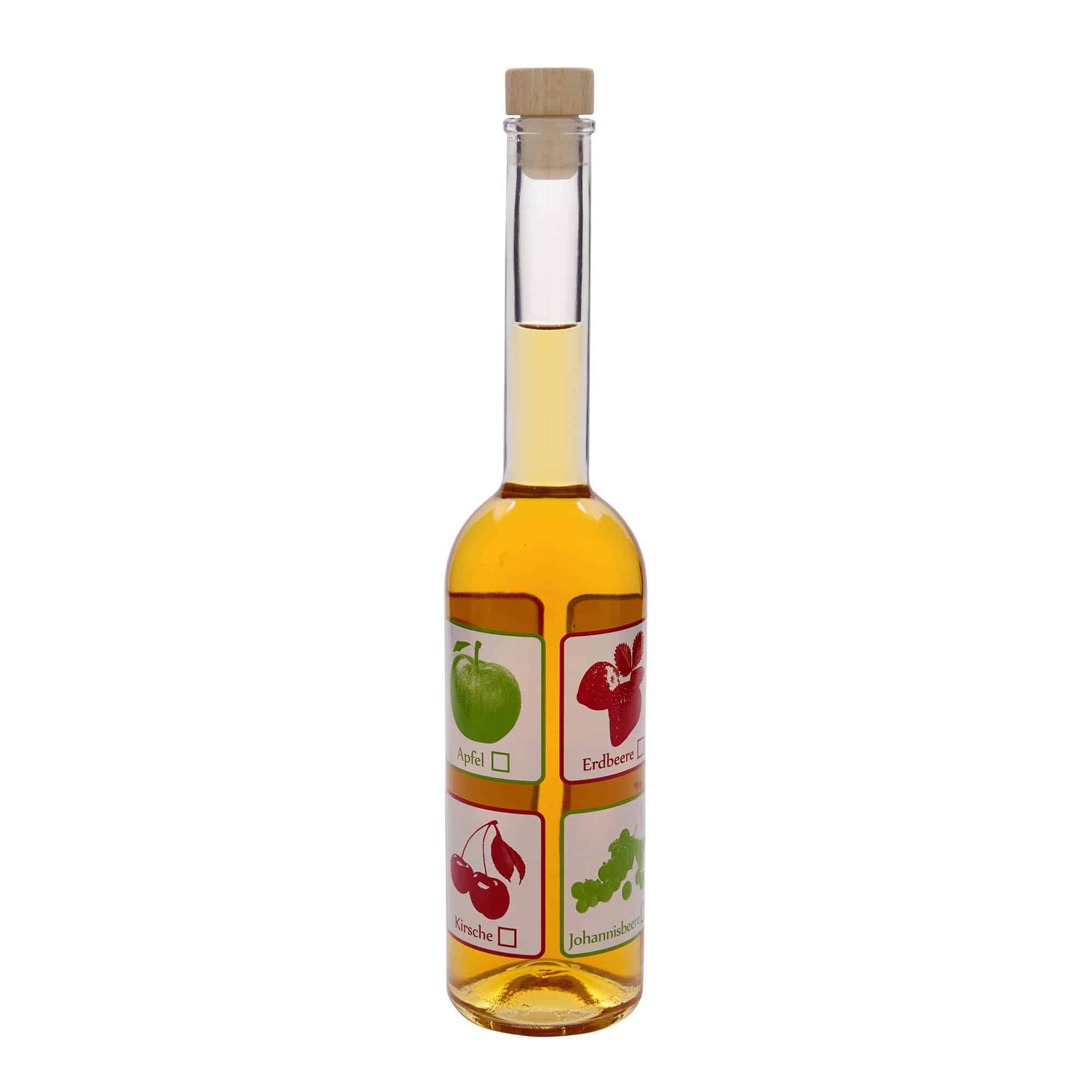 Sticlă din sticlă de 500 ml „Opera”, motiv decorativ: Fructe, închidere: Dop de plută