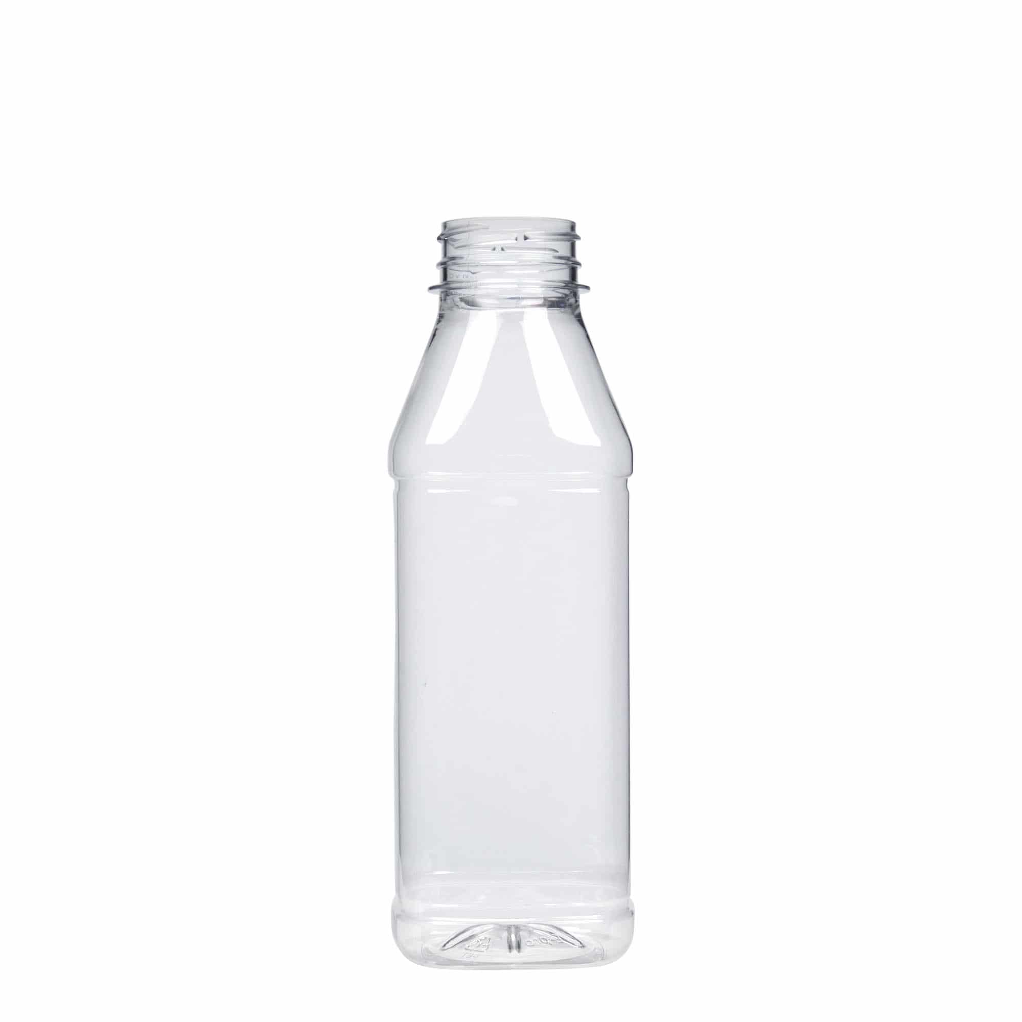 Sticlă PET de 500 ml „Milk and Juice Carré”, pătrată, material plastic, închidere: 38 mm