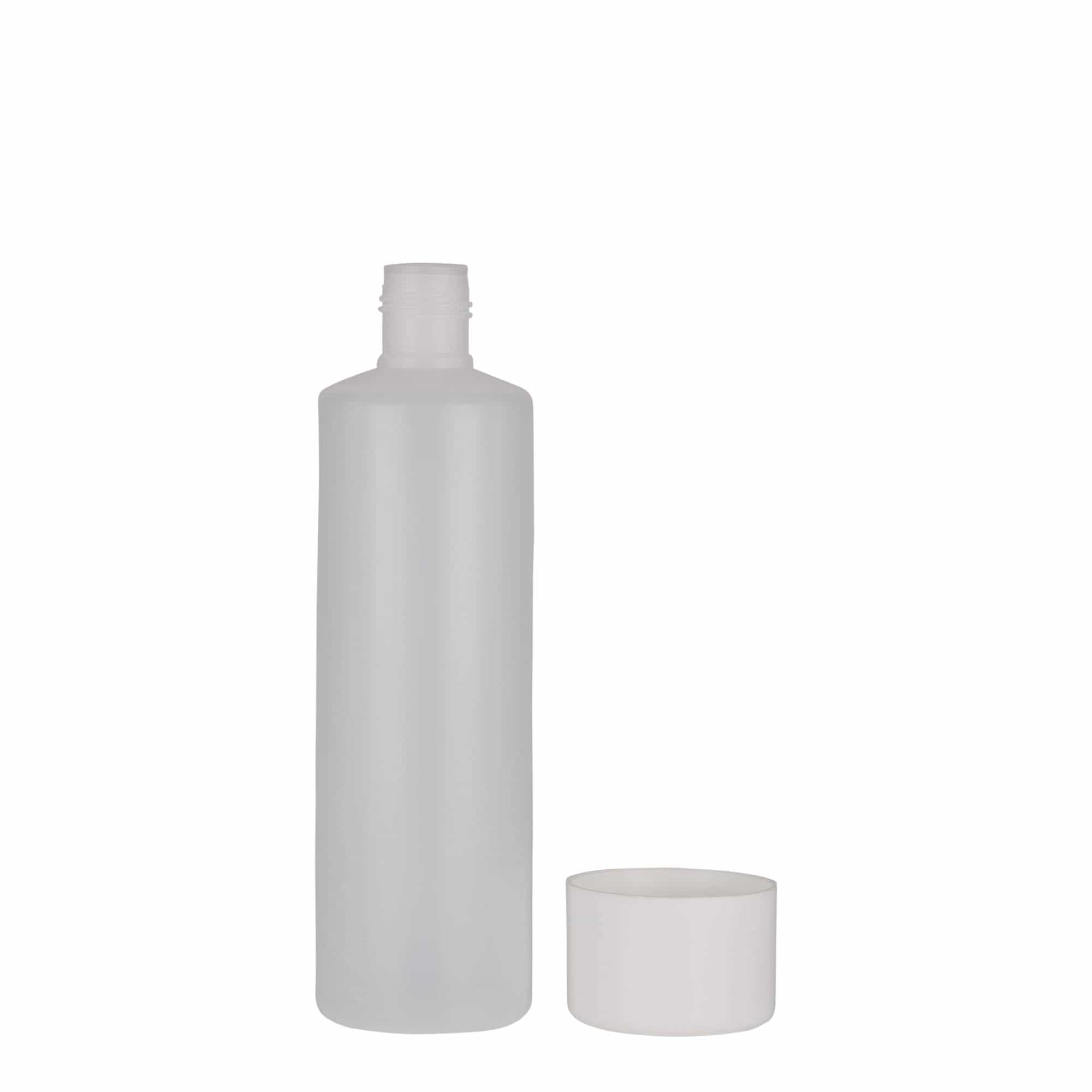 Sticlă cilindrică de 250 ml, material plastic PE, natur, închidere: Capac filetat