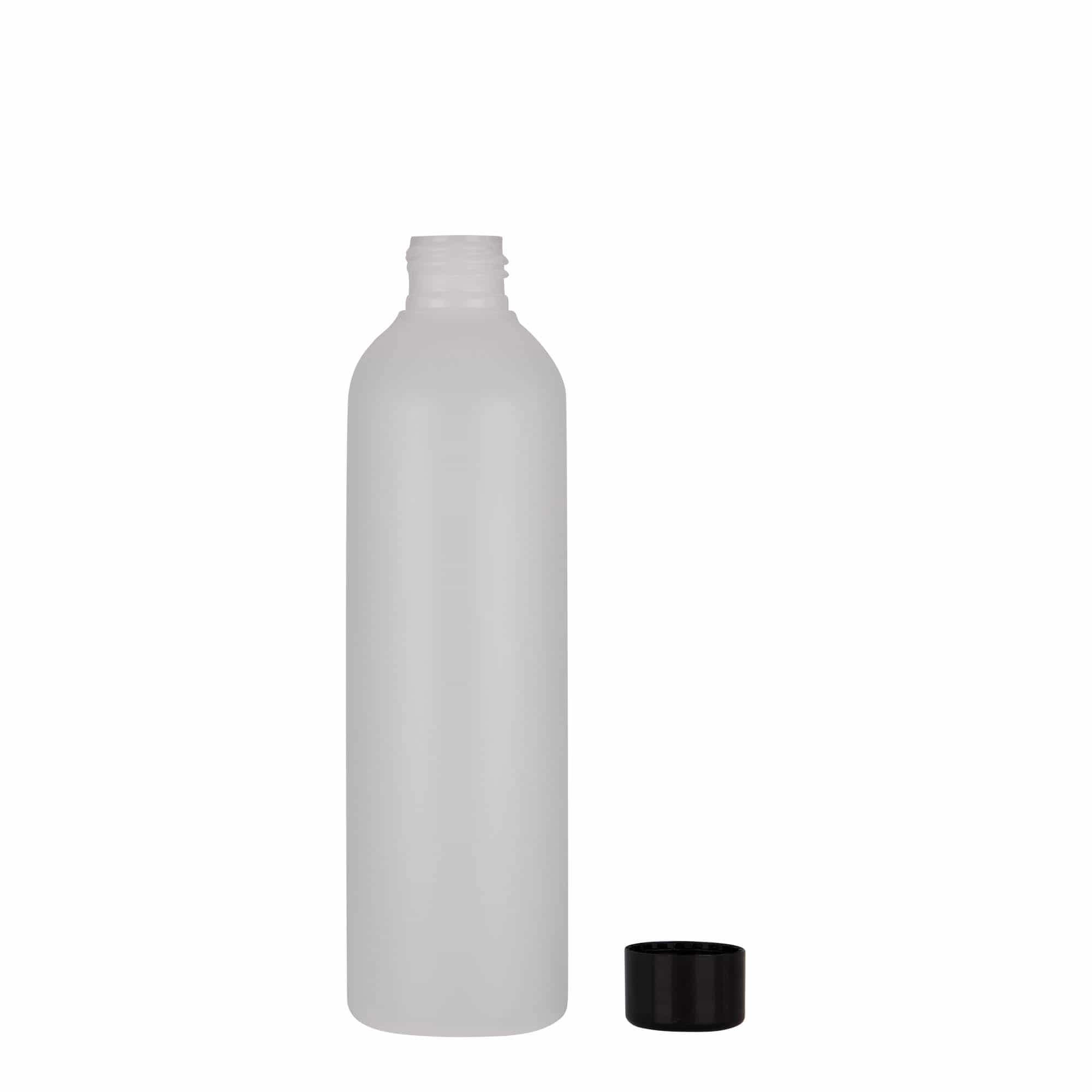 Sticlă din plastic de 250 ml „Tuffy”, HDPE, natur, închidere: GPI 24/410