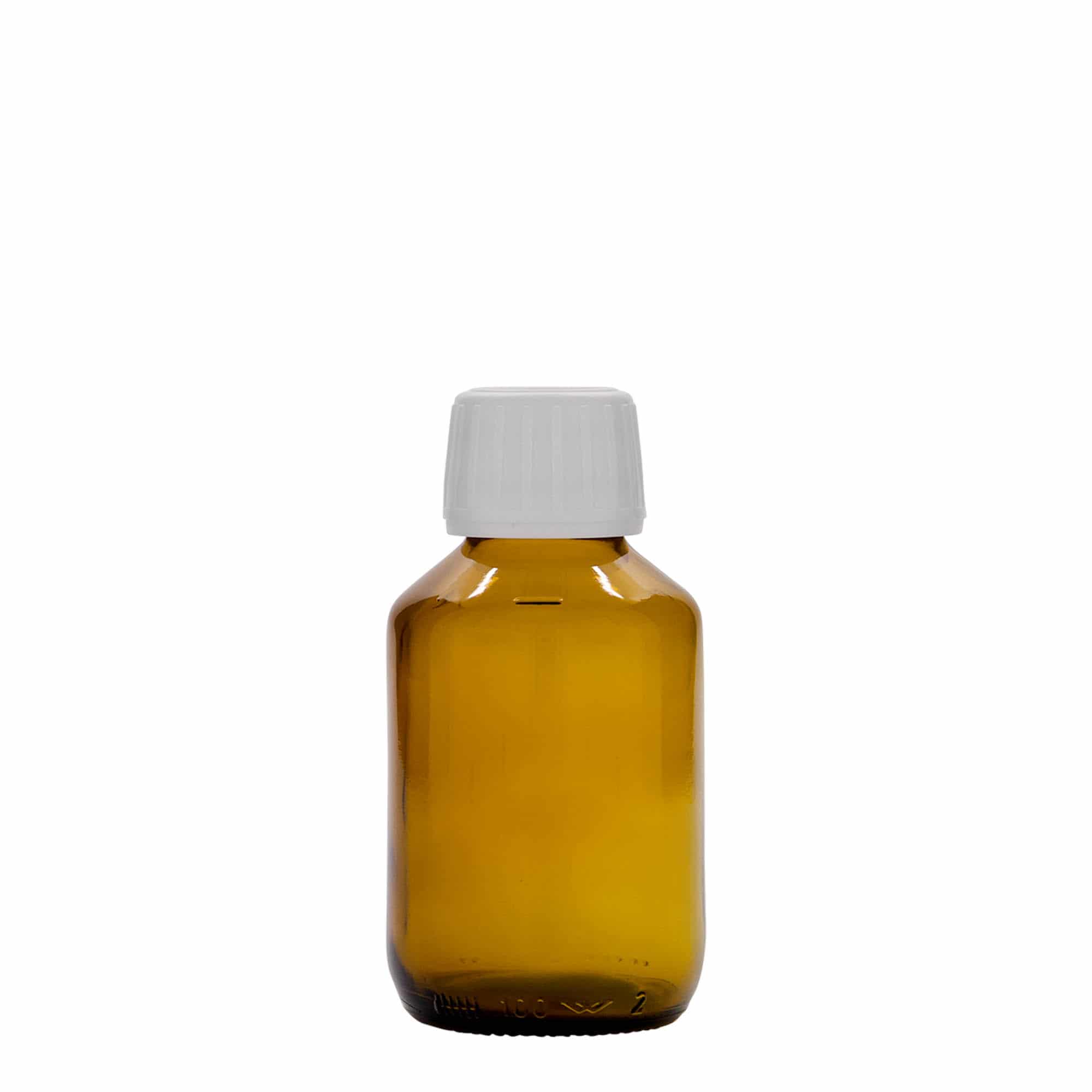 Sticlă medicinală de 100 ml, maro, sticlă, închidere: PP 28