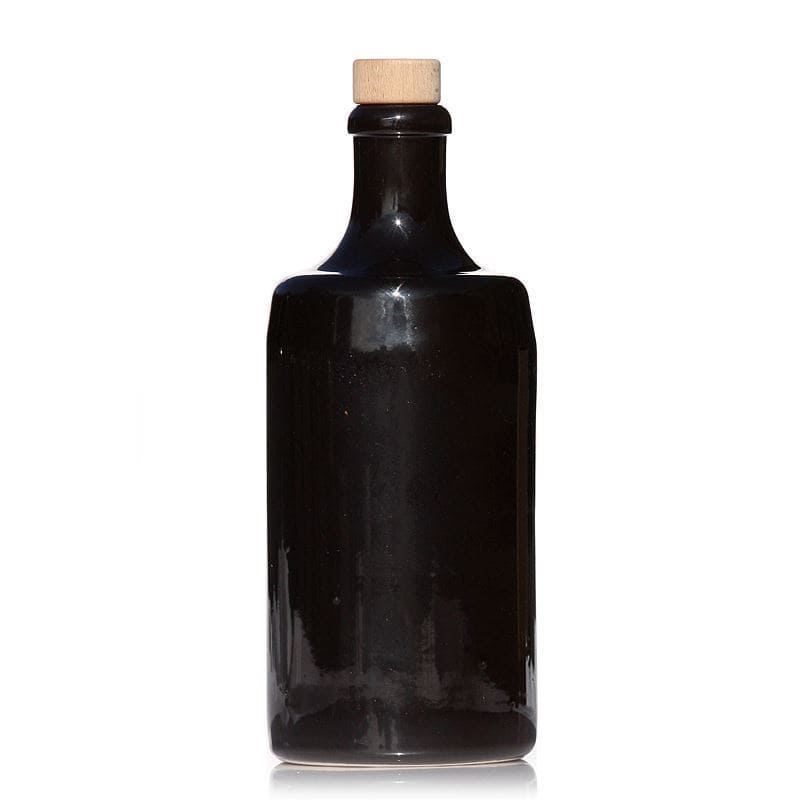 Ulcior de lut de 700 ml „Calvados”, ceramică, negru, închidere: Dop de plută