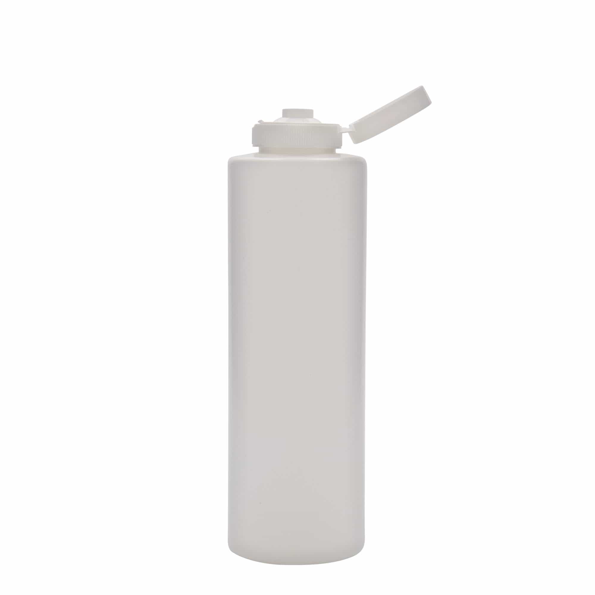 Sticlă pentru sosuri de 500 ml, material plastic LDPE, albă, închidere: GPI 38/400