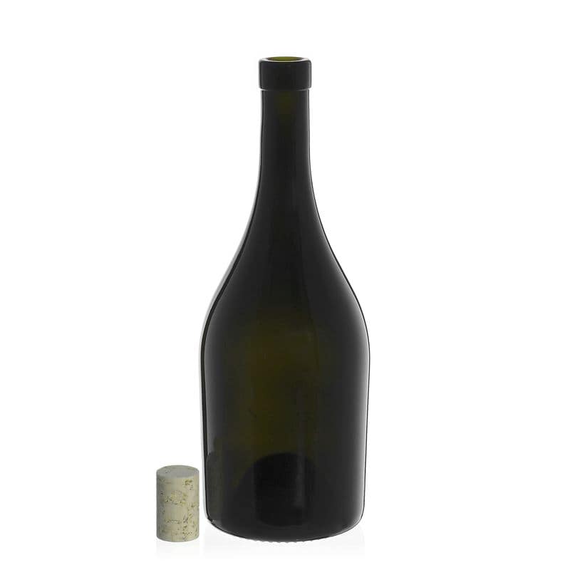 Sticlă de vin de 750 ml „Exclusive”, verde antic, închidere: Dop de plută