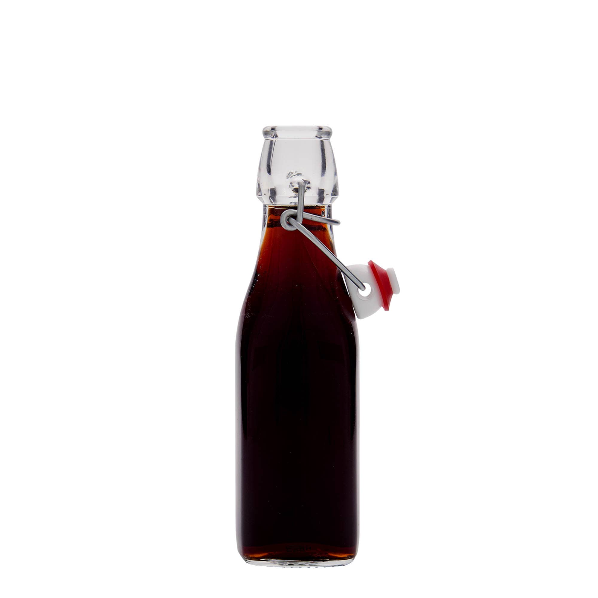 Sticlă din sticlă de 250 ml „Swing”, pătrată, închidere: Dop tip Swing top