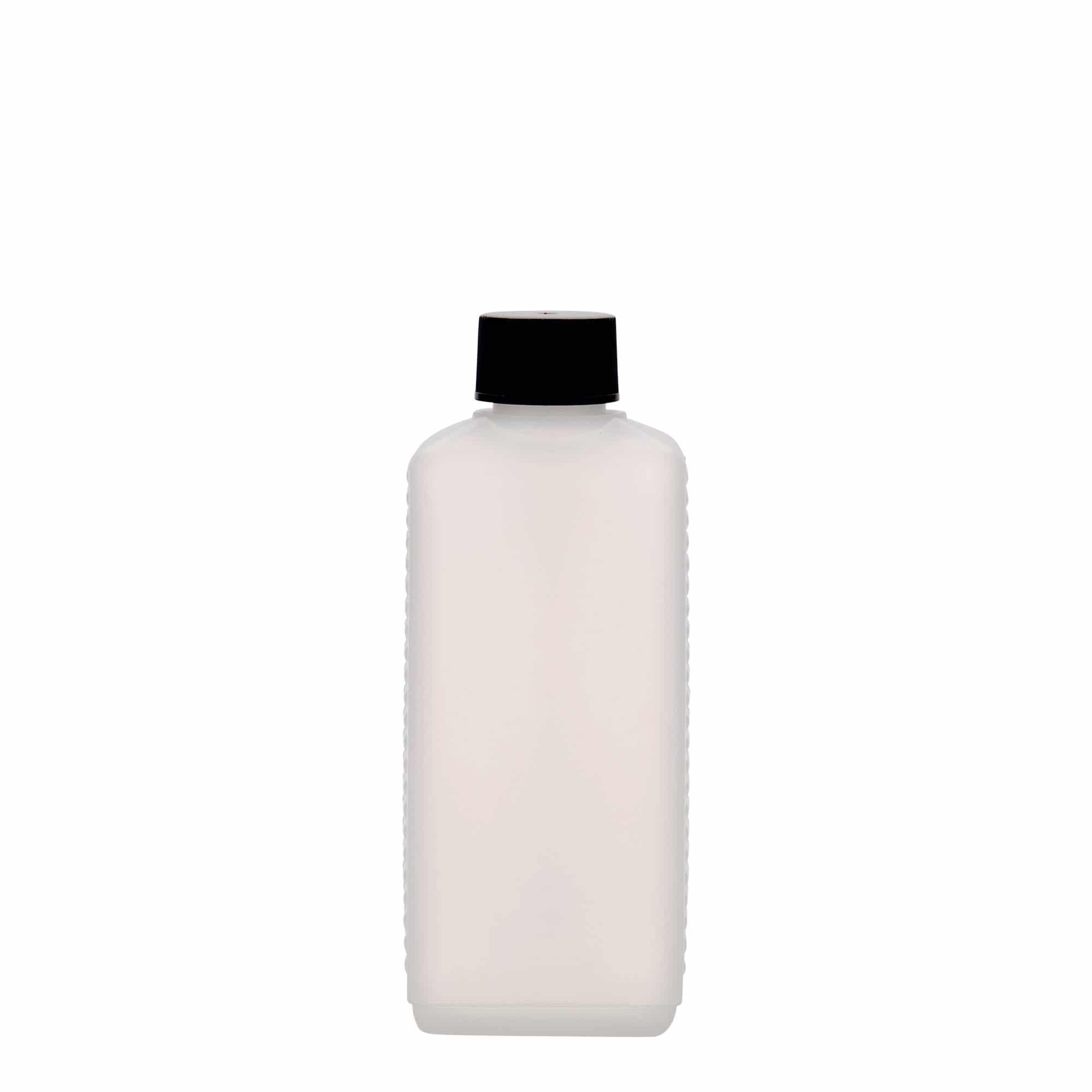 Bidon de 250 ml, dreptunghiulară, material plastic HDPE, natur, închidere: DIN 25 EPE