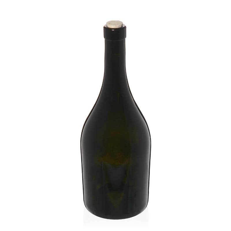 Sticlă de vin de 750 ml „Exclusive”, verde antic, închidere: Dop de plută