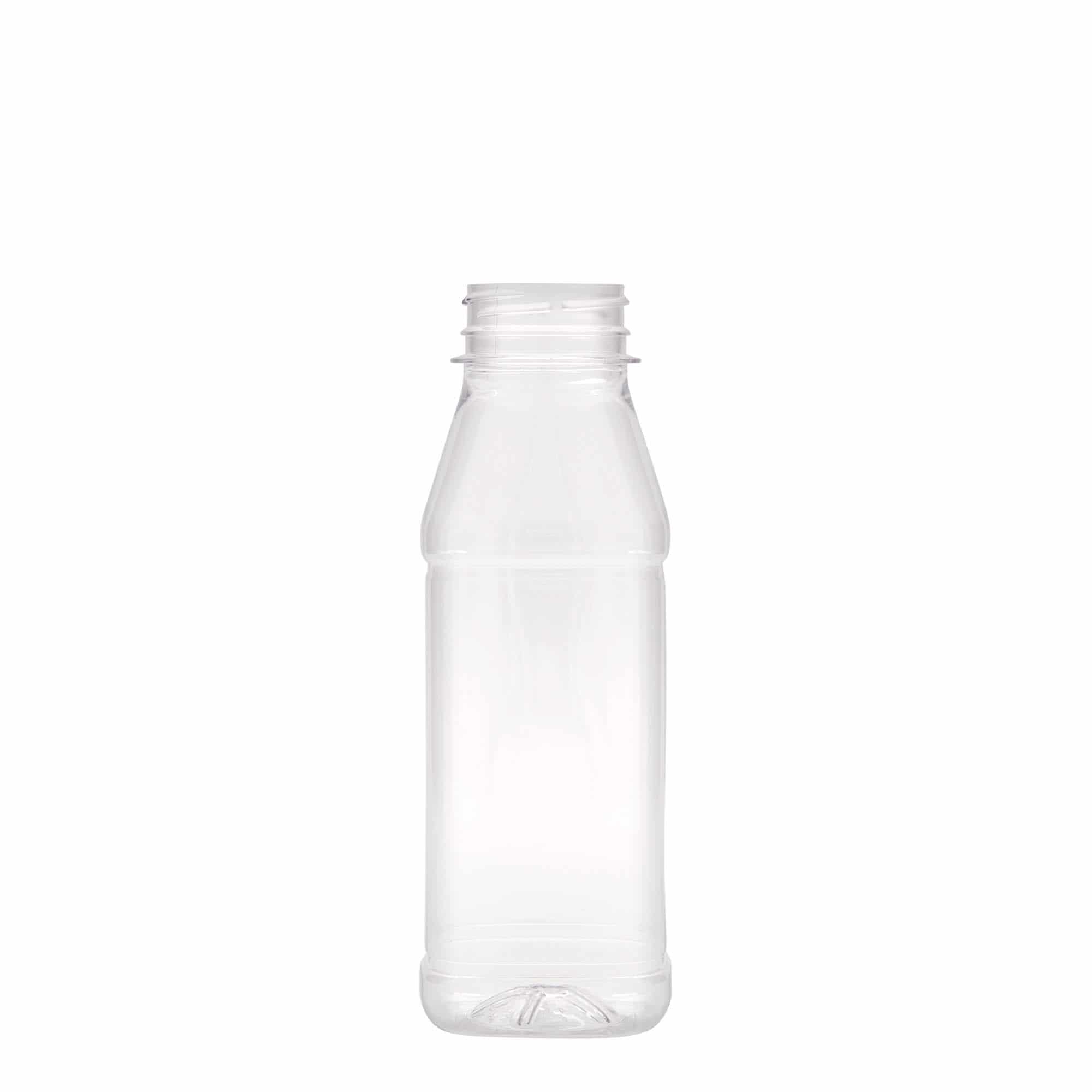 Sticlă PET de 330 ml „Milk and Juice Carré”, pătrată, material plastic, închidere: 38 mm