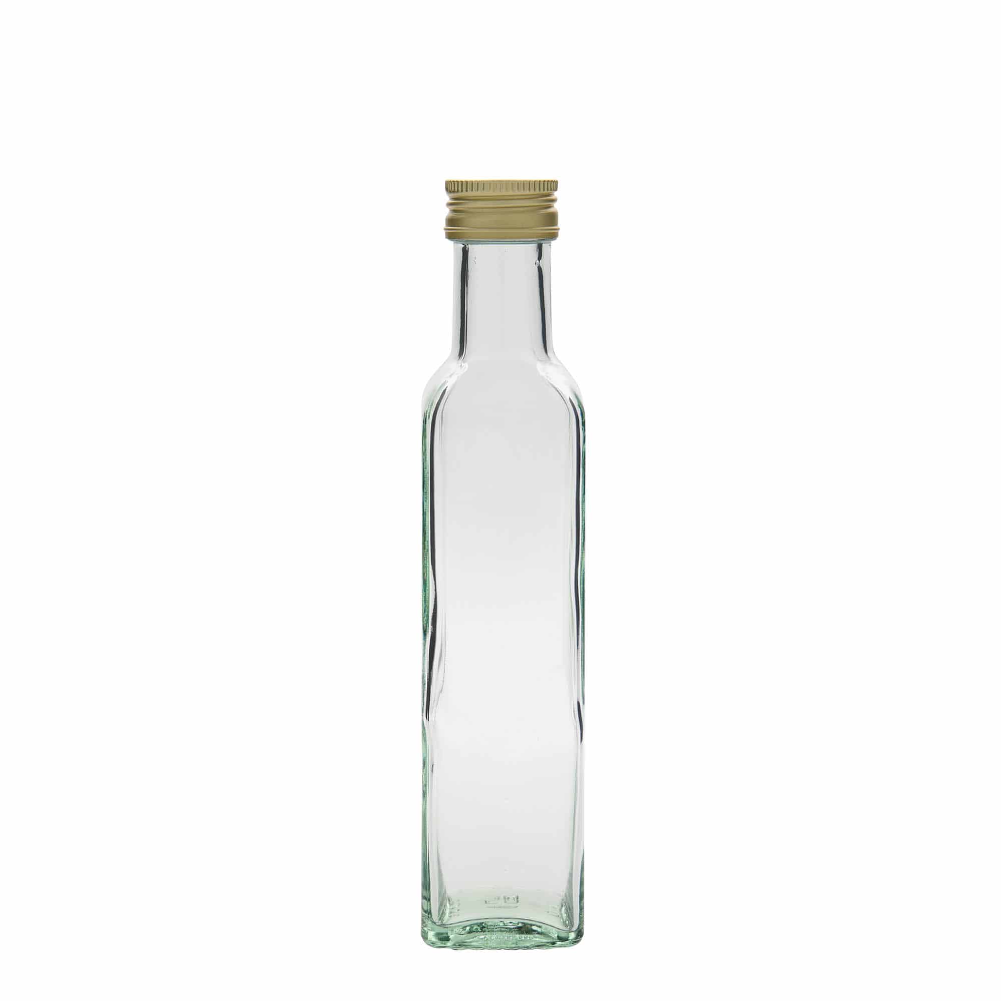 Sticlă din sticlă de 250 ml „Marasca”, pătrată, închidere: PP 31,5