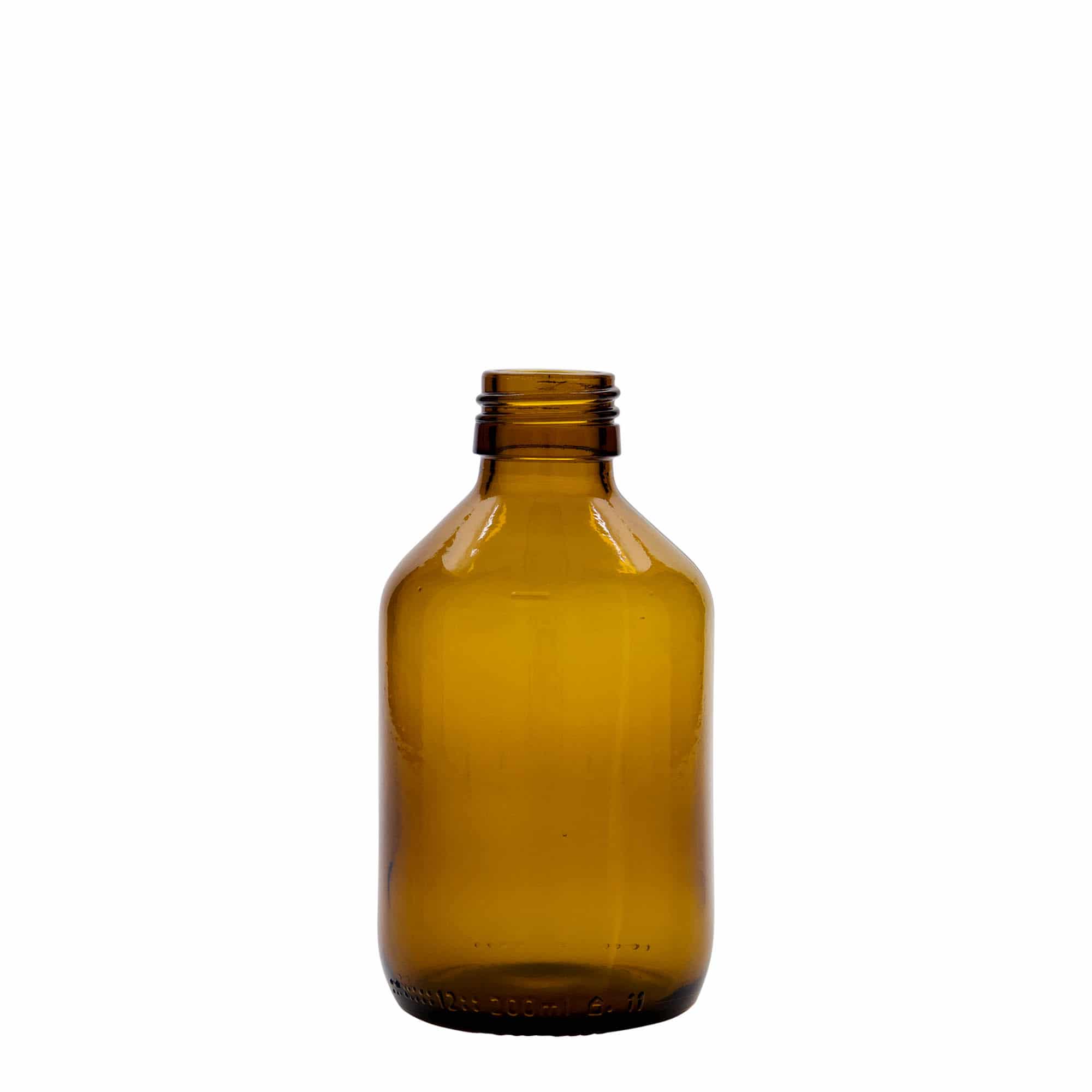 Sticlă medicinală de 200 ml, maro, sticlă, închidere: PP 28