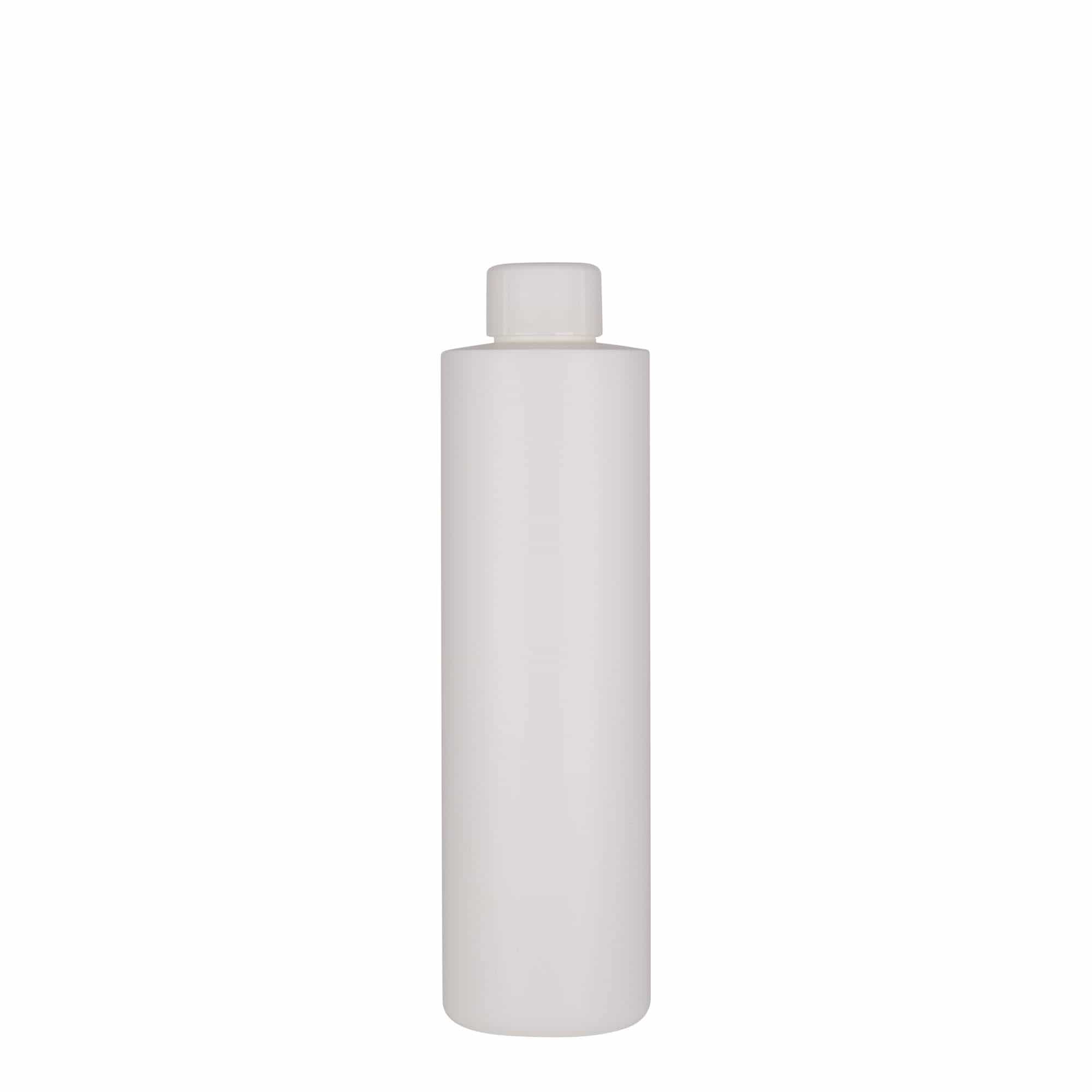 Sticlă din plastic de 250 ml „Pipe”, HDPE, albă, închidere: GPI 24/410