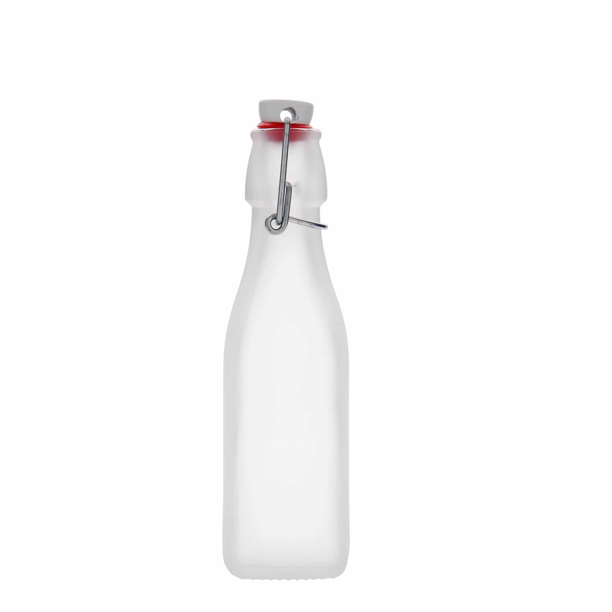 Sticlă din sticlă de 250 ml „Swing”, pătrată, albă, închidere: Dop tip Swing top