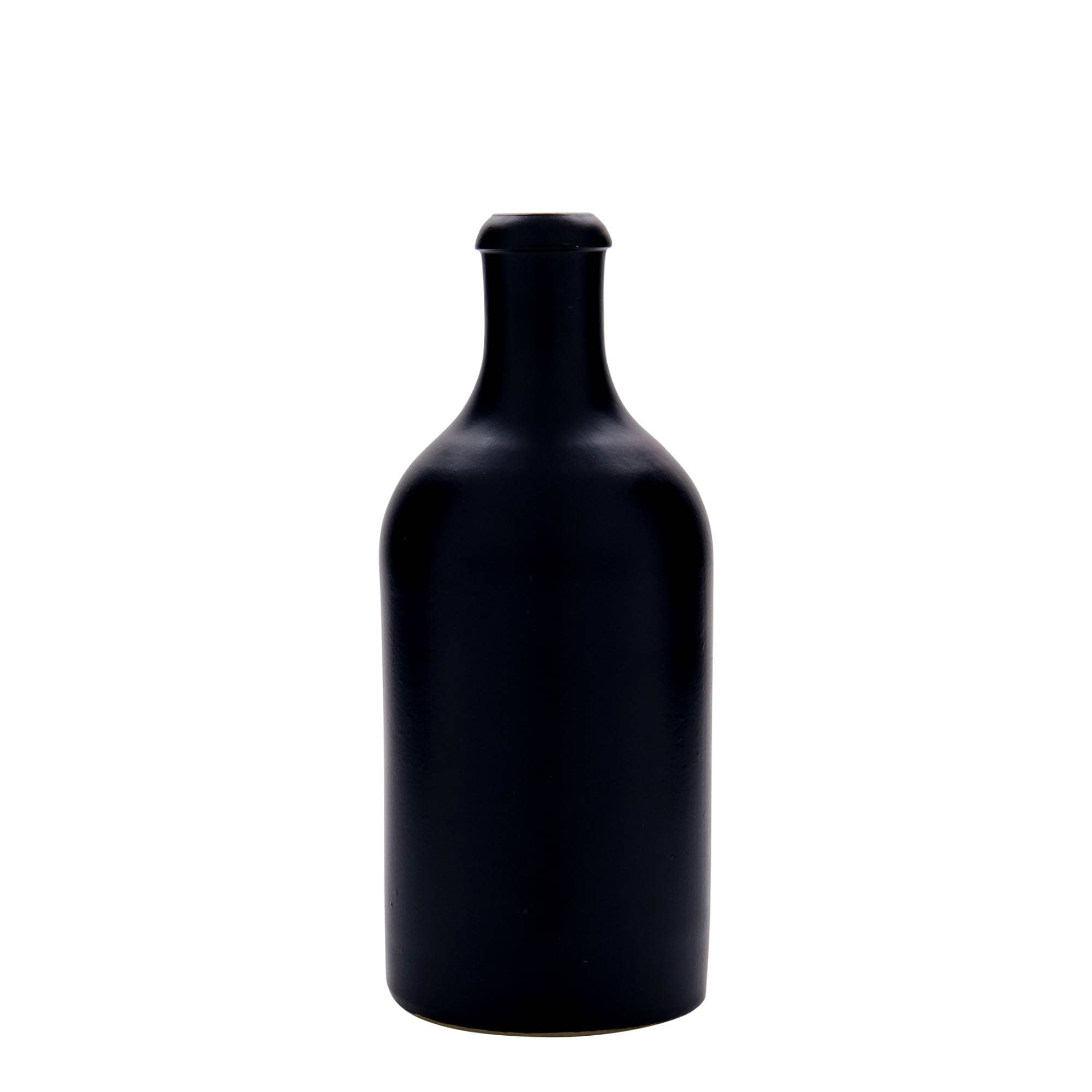 Ulcior de lut de 500 ml, ceramică, negru, închidere: Dop de plută