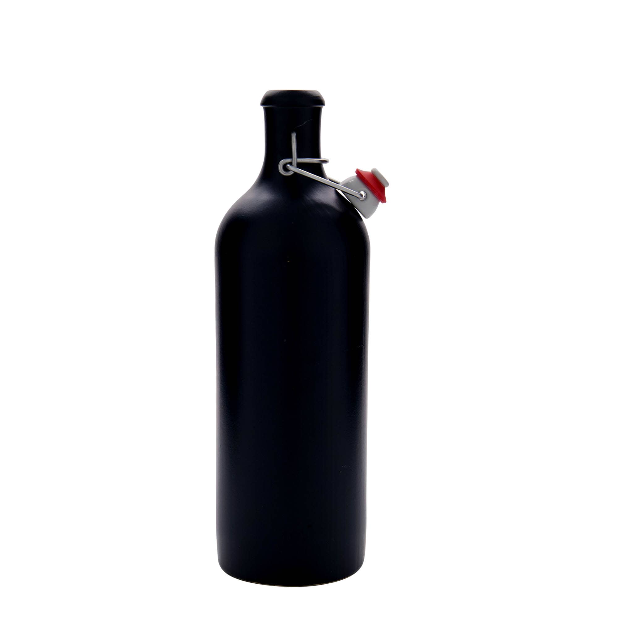 Ulcior de lut de 750 ml, ceramică, negru, închidere: Dop tip Swing top