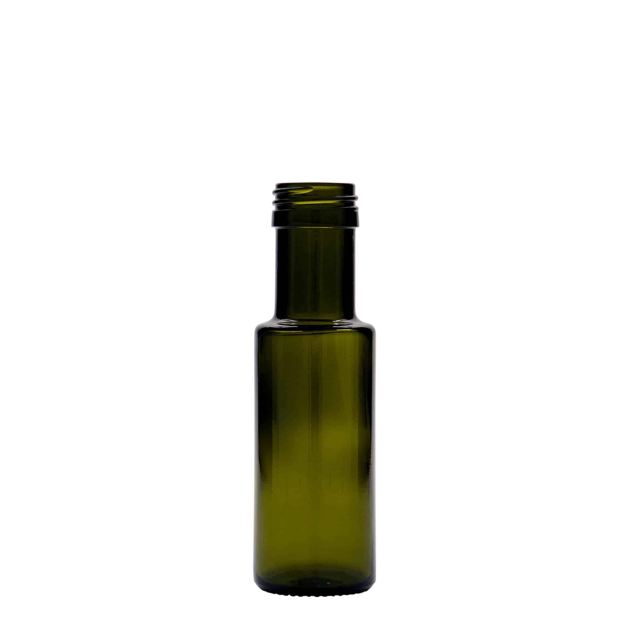 Sticlă din sticlă de 100 ml „Dorica”, verde antic, închidere: PP 31,5