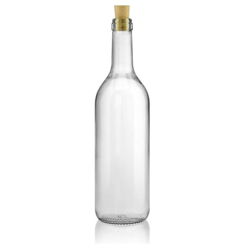 Sticlă din sticlă de 750 ml „Bordeaux”, închidere: Dop de plută