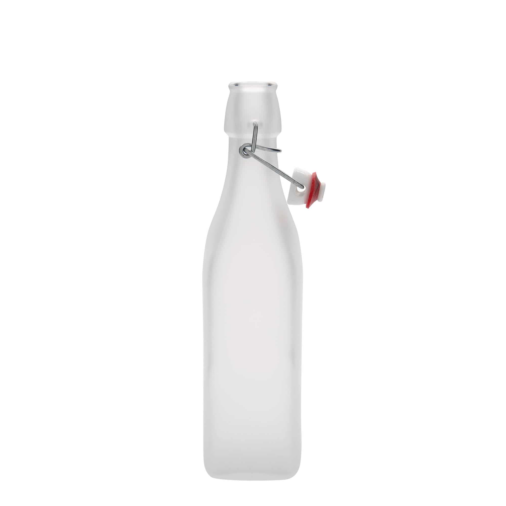 Sticlă din sticlă de 500 ml „Swing”, pătrată, albă, închidere: Dop tip Swing top