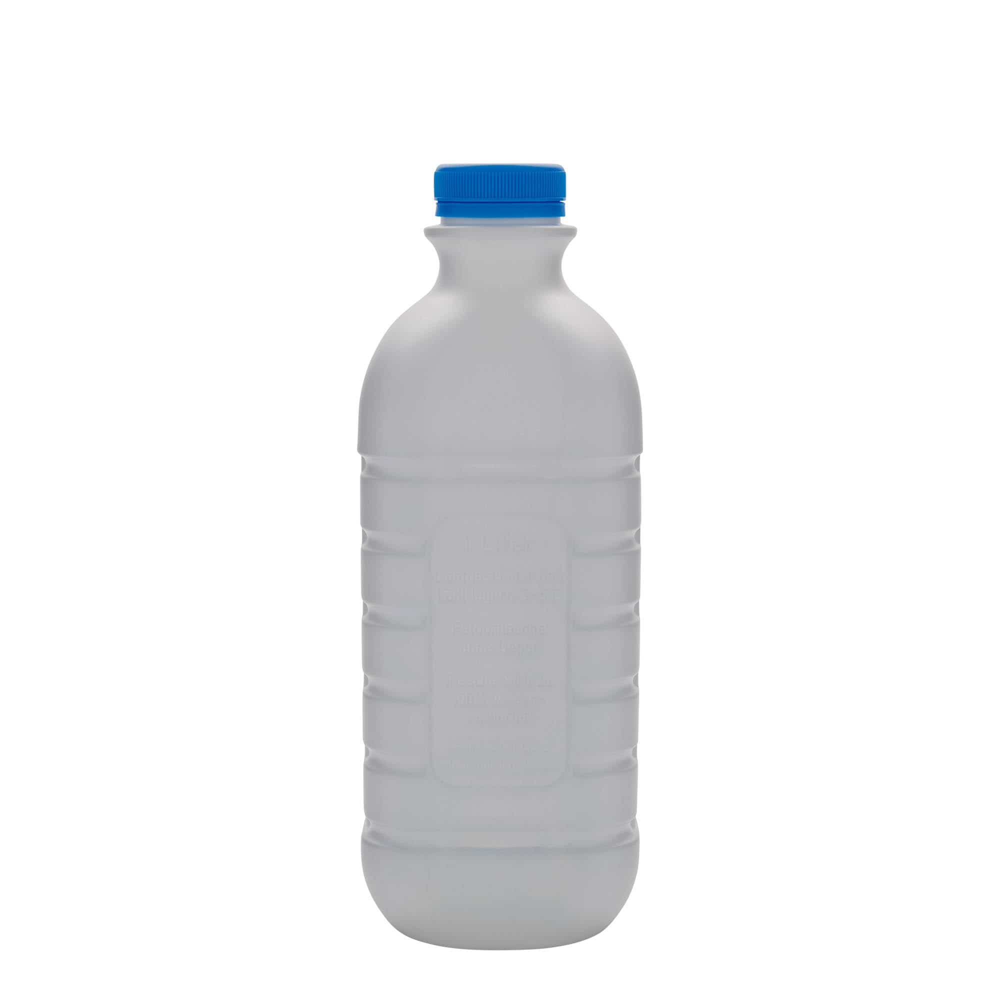 Sticlă de lapte de 1000 ml, dreptunghiulară, material plastic HDPE, albă, închidere: PEHD40