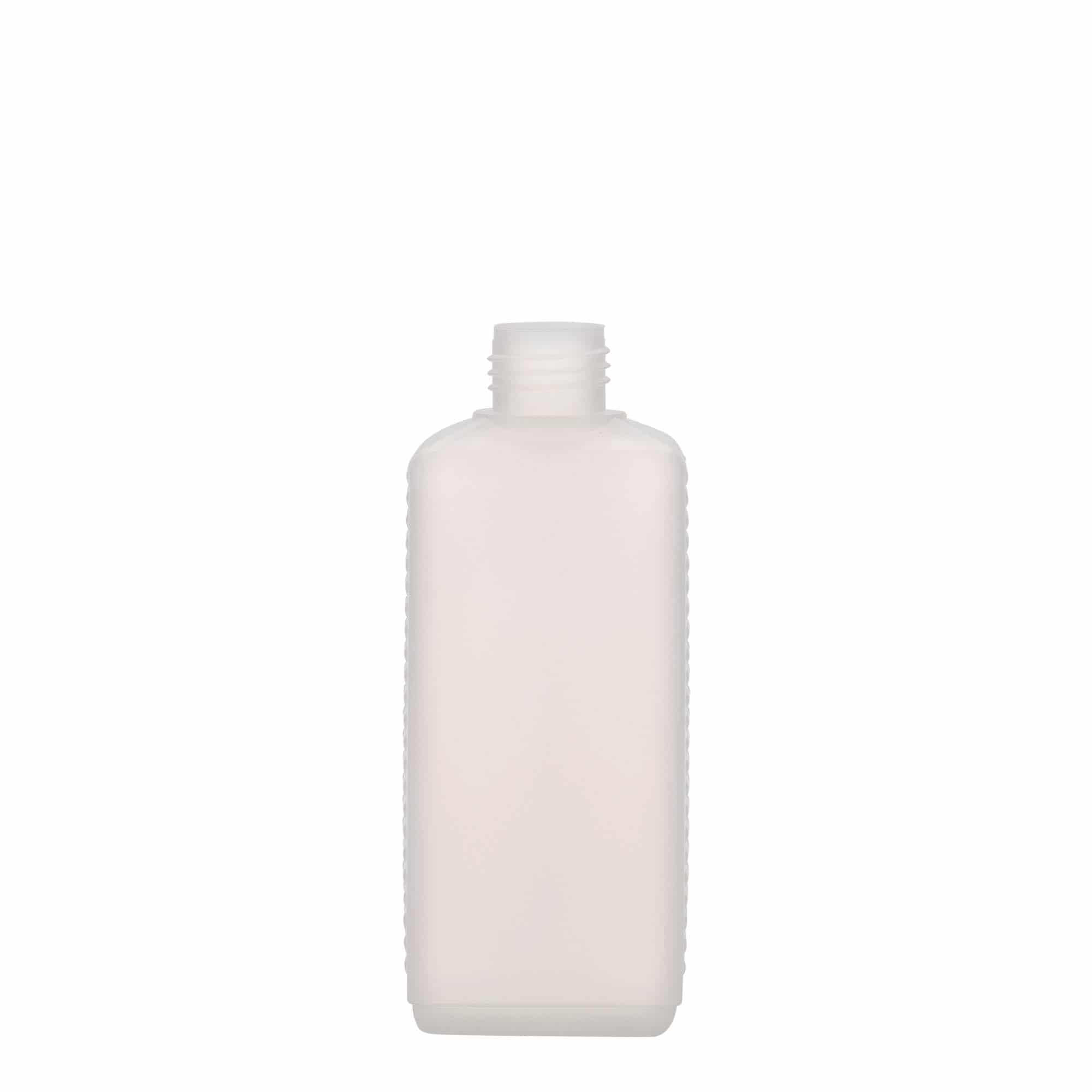 Bidon de 250 ml, dreptunghiulară, material plastic HDPE, natur, închidere: DIN 25 EPE