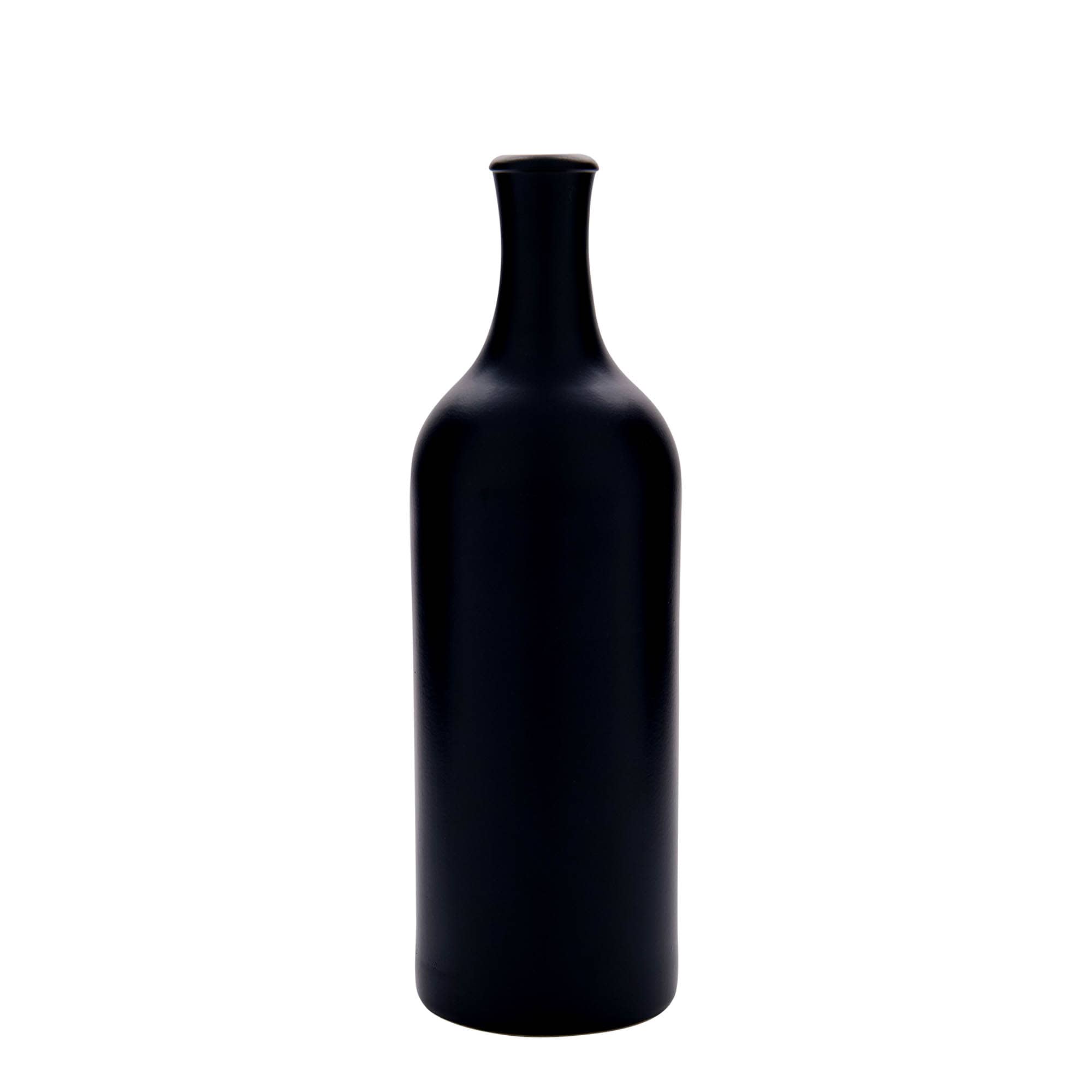 Ulcior de lut de 750 ml cu gât lung, ceramică, negru, închidere: Dop de plută