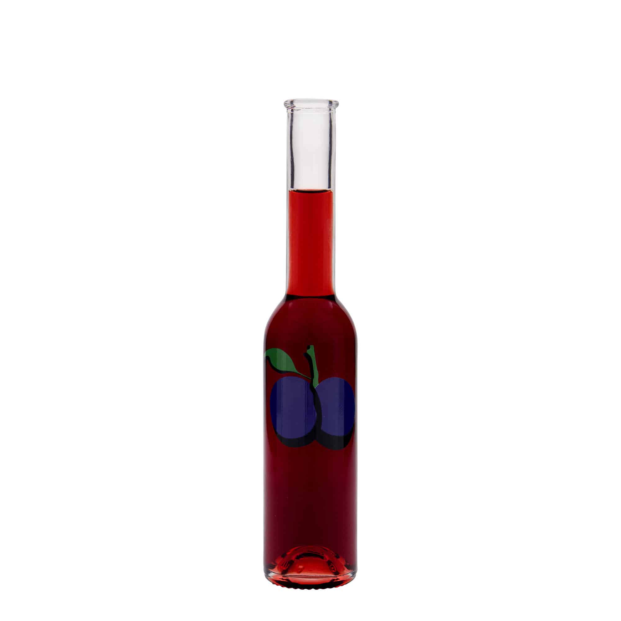 Sticlă din sticlă de 200 ml „Opera”, motiv decorativ: Prună, închidere: Dop de plută