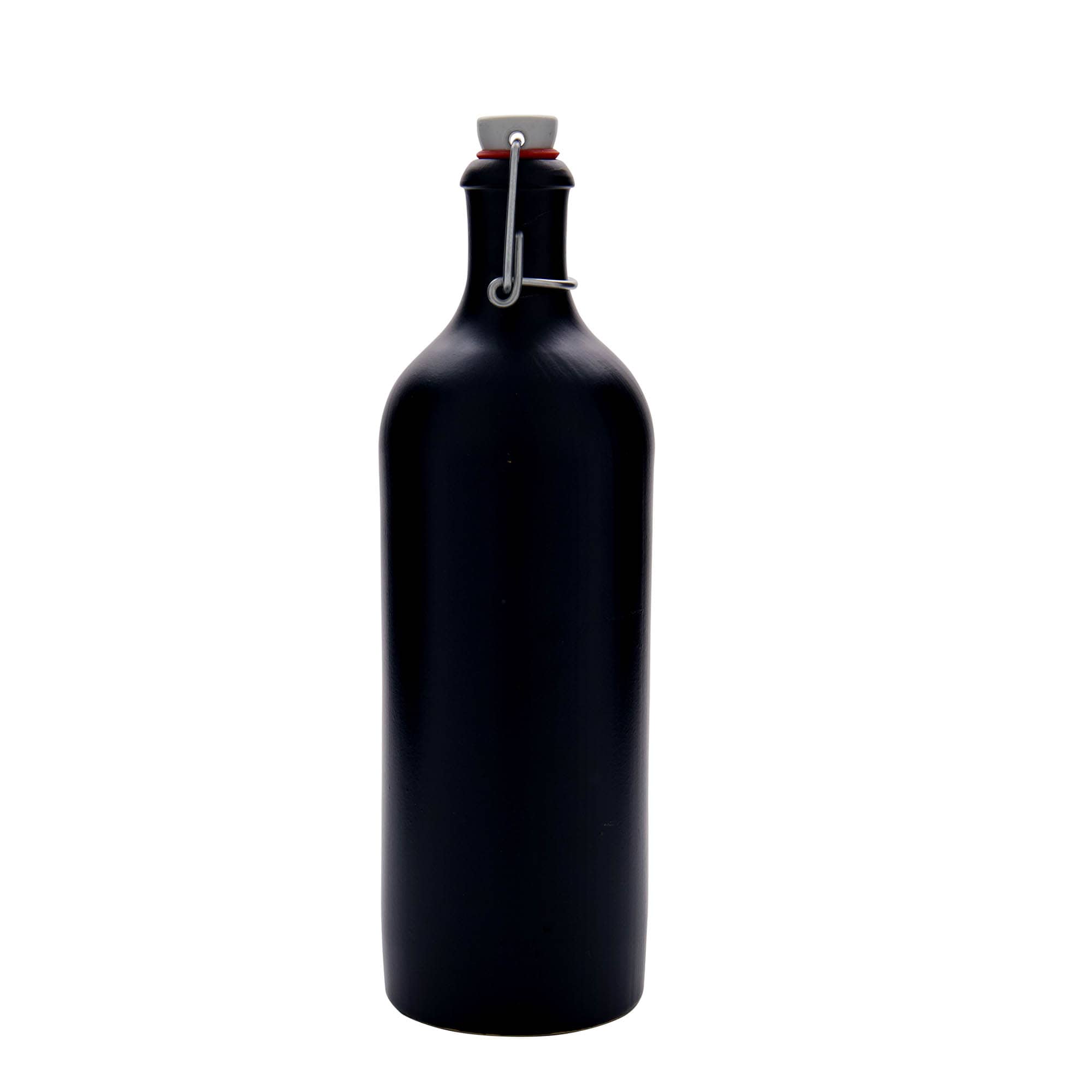 Ulcior de lut de 750 ml, ceramică, negru, închidere: Dop tip Swing top